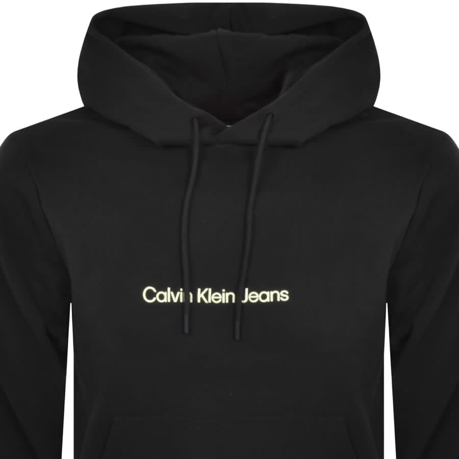 Calvin Klein Jeans SLANTED AOP LOGO RELAXED HOODIE Black - Free delivery