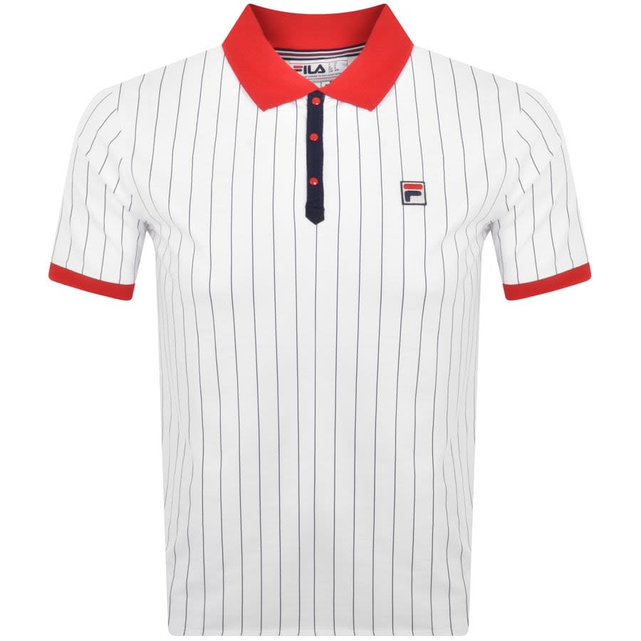 Fila Vintage Classic Stripe Polo T Shirt White Mainline Menswear United States