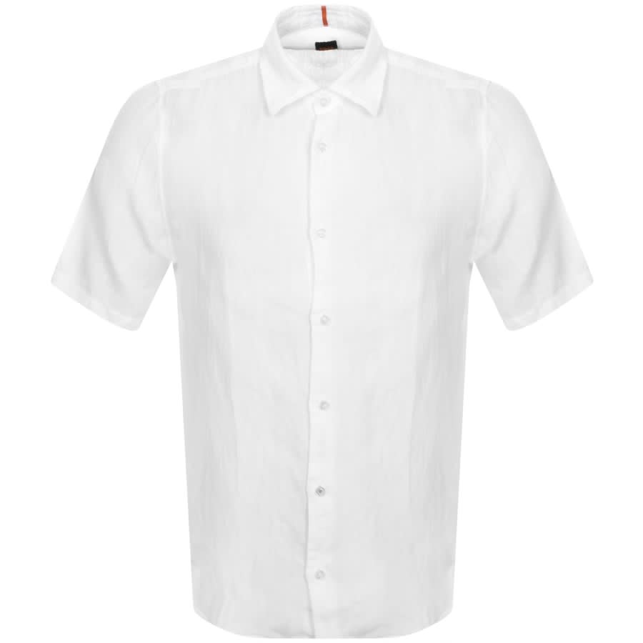 BOSS Rash 2 Linen Short Sleeved Shirt White Mainline Menswear