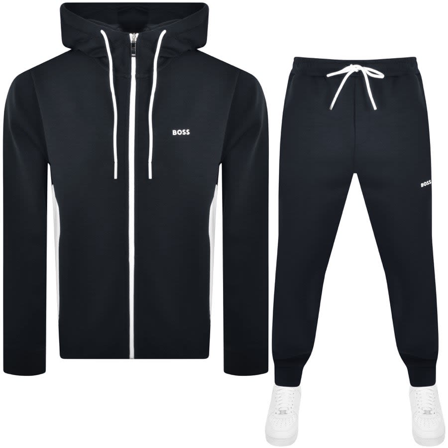BOSS Hooded Full Zip Tracksuit Set Navy