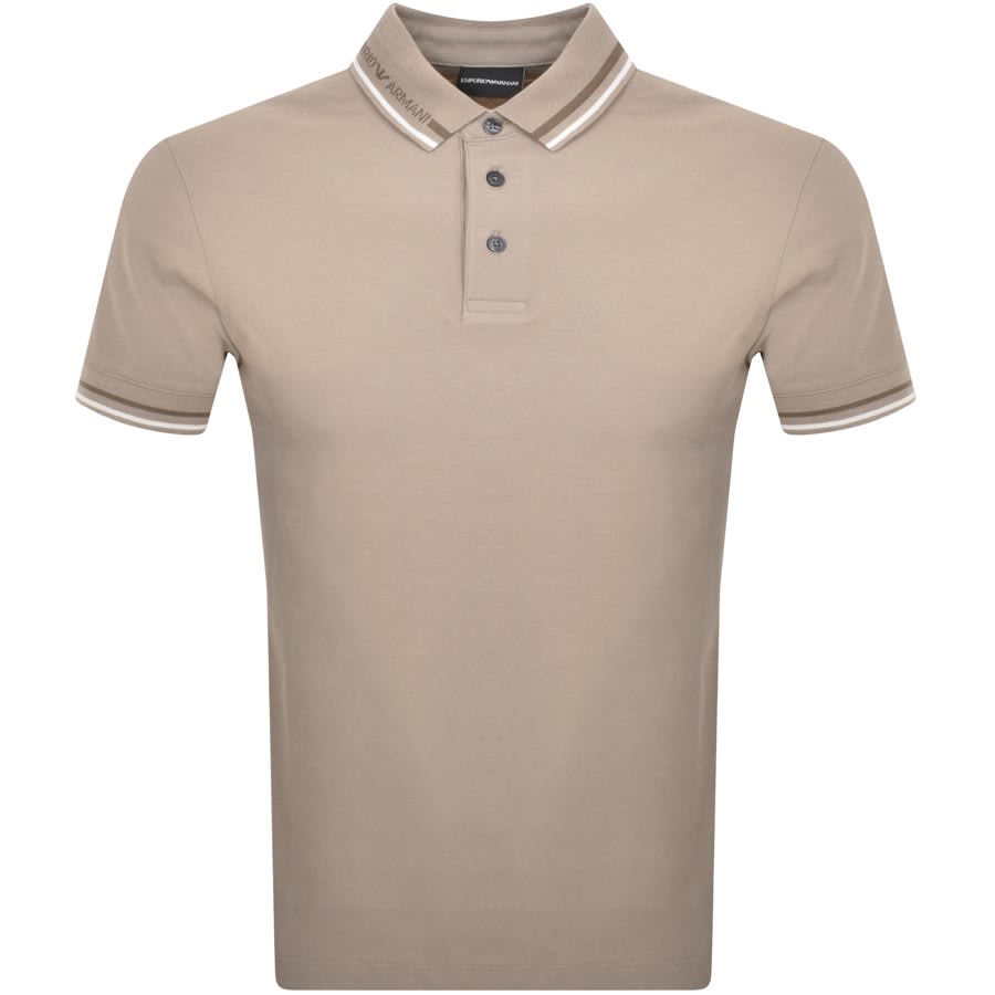 Emporio Armani Logo Polo T Shirt Brown