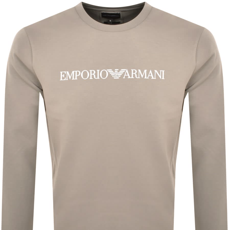 Emporio armani crew neck logo sweatshirt 2025 grey