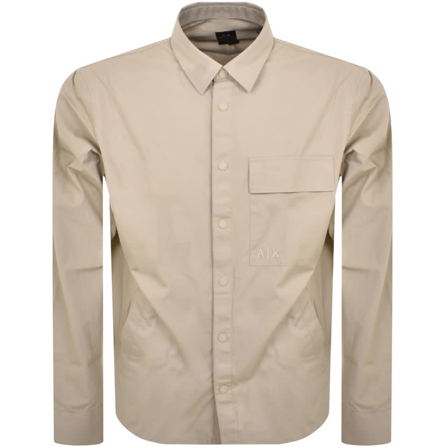 Armani Exchange Long Sleeve Overshirt Beige