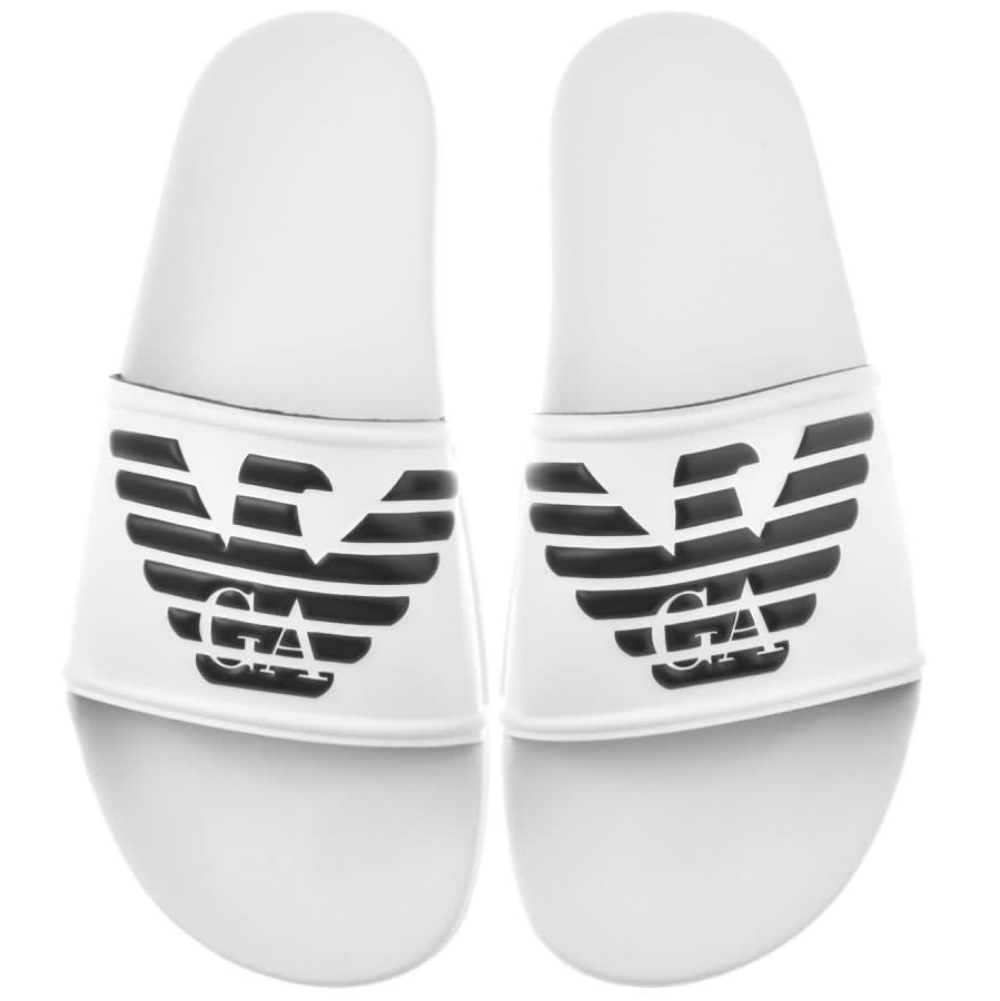 Emporio Armani Logo Sliders White Mainline Menswear Denmark