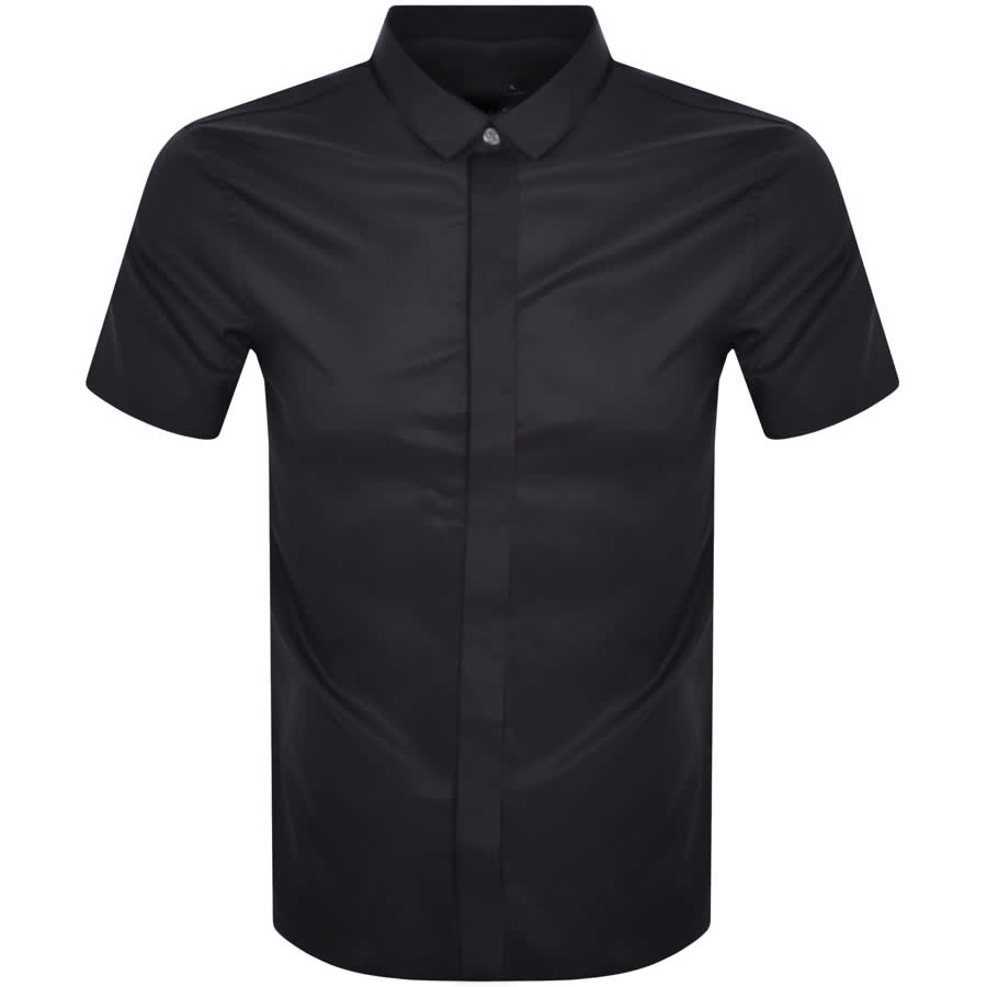 Armani black shirt slim fit discount