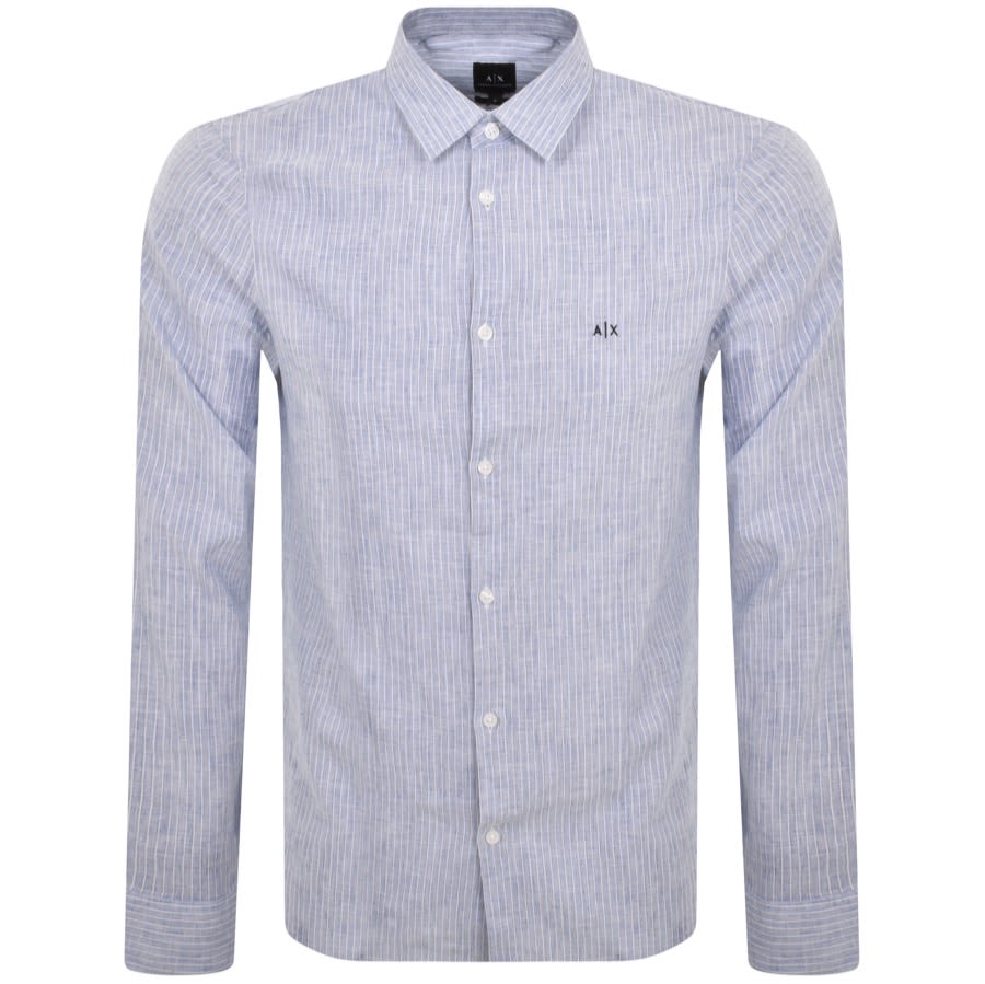 Armani Exchange Long Sleeve Striped Shirt Blue Mainline Menswear United States
