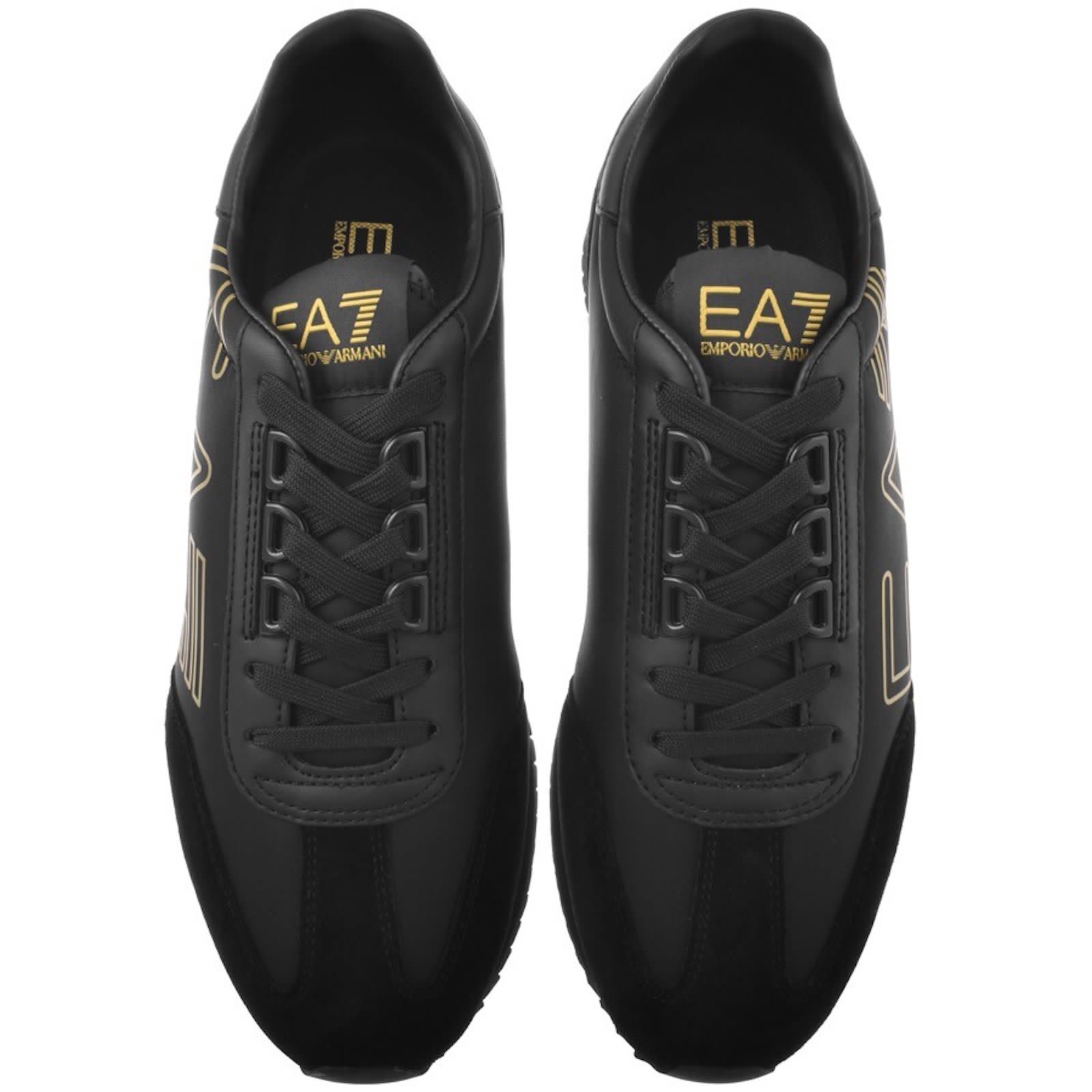 Ea7 emporio armani logo trainers black clearance