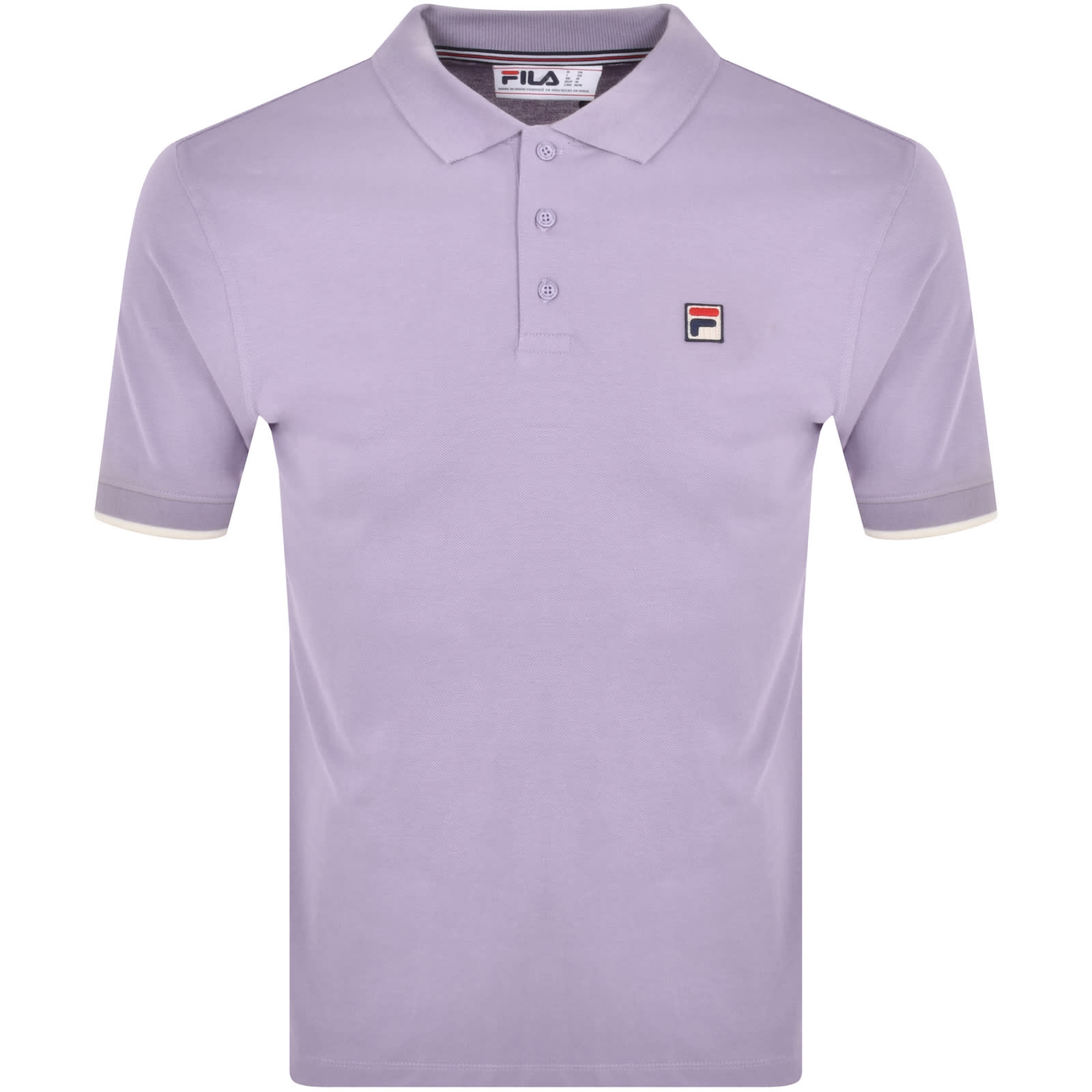 Fila Vintage Tipped Rib Basic Polo T Shirt Purple Mainline Menswear Denmark