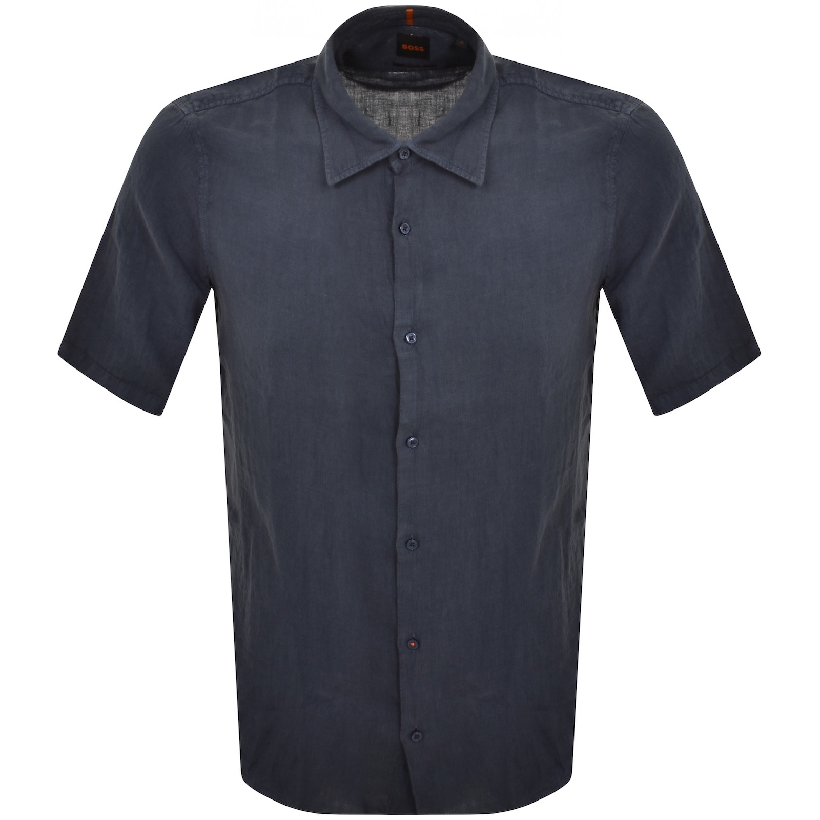 BOSS Rash 2 Linen Short Sleeved Shirt Navy