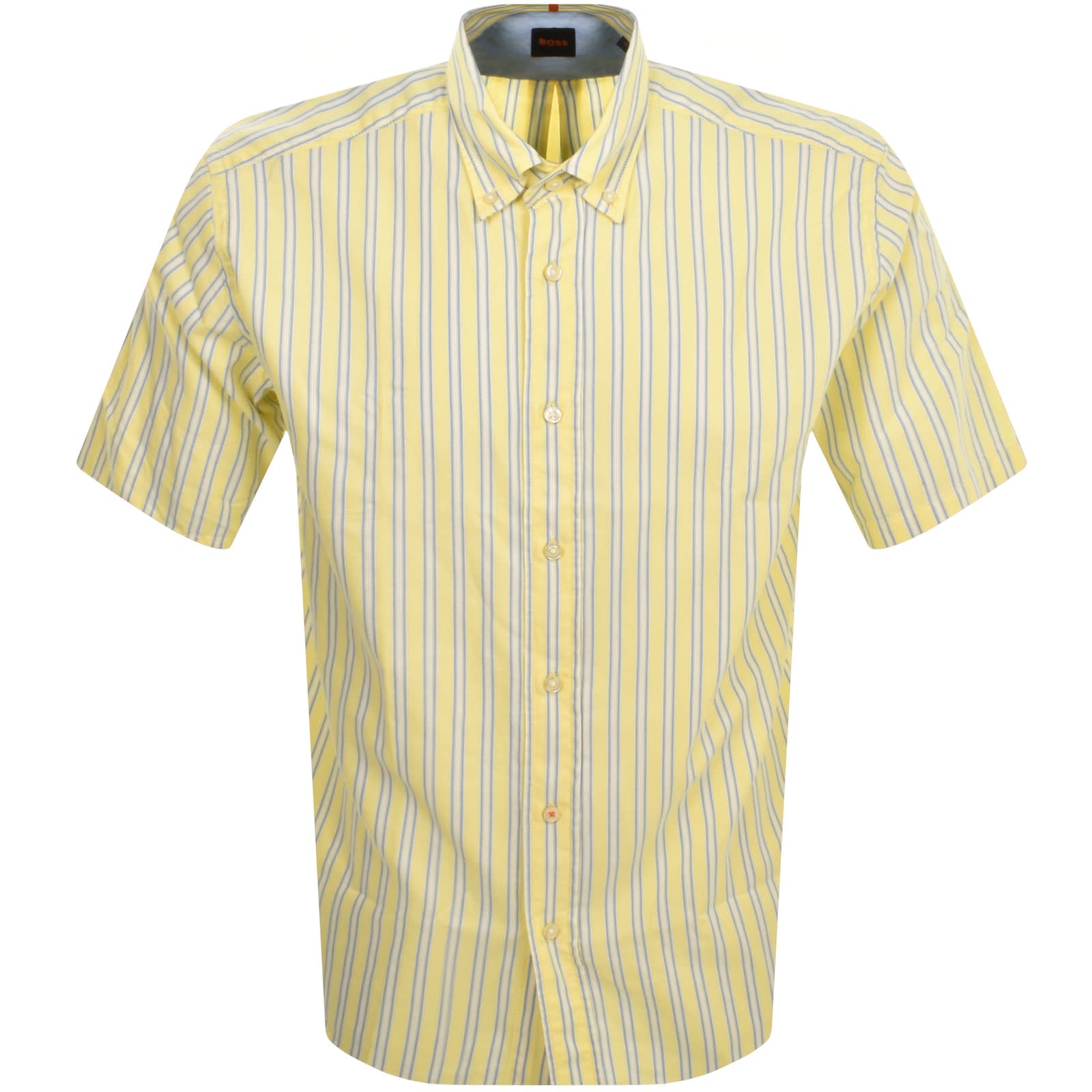 BOSS Lambey 1 Short Sleeved Shirt Yellow Mainline Menswear Australia