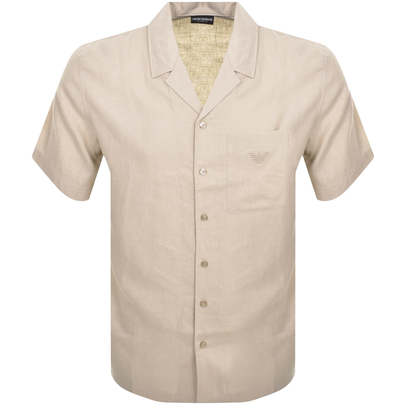 Emporio Armani Short Sleeved Shirt Beige Mainline Menswear Sweden