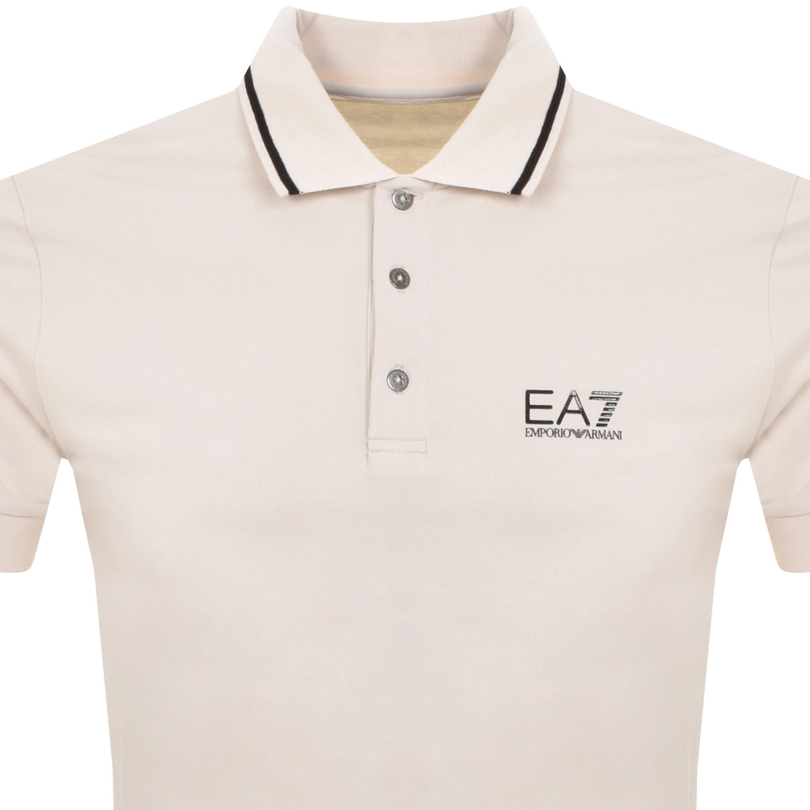 EA7 Emporio Armani Tipped Polo T Shirt Beige Mainline Menswear
