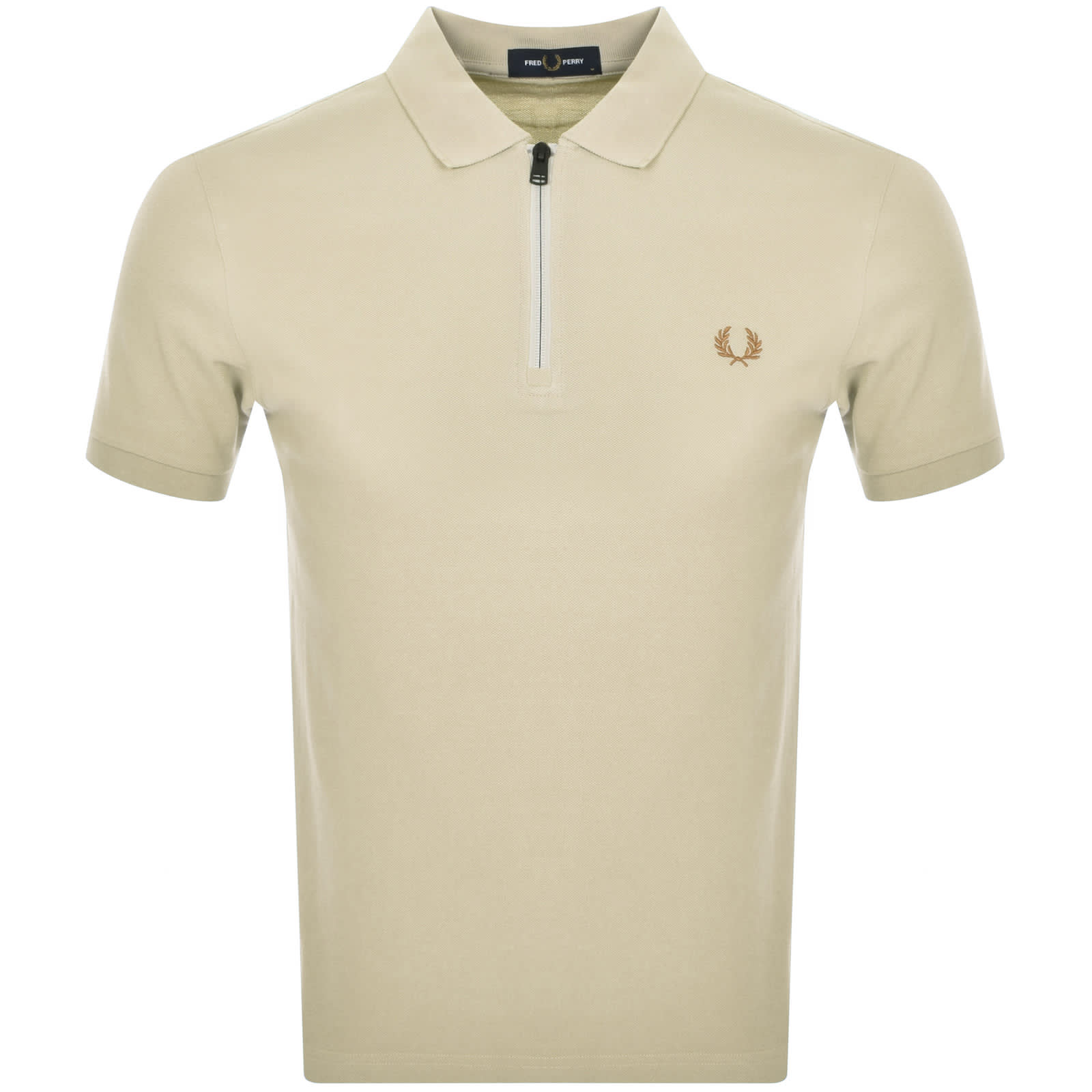 Fred Perry Quarter Zip Polo T Shirt Green