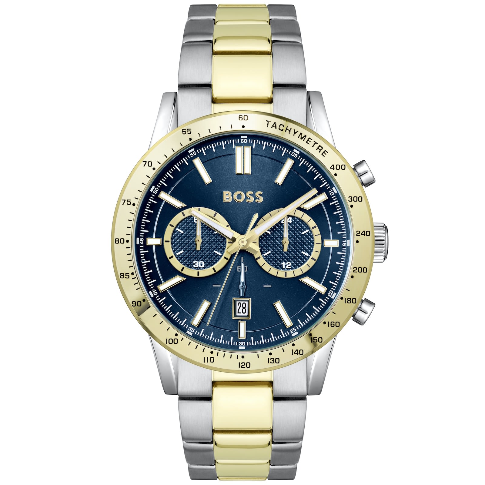 Gold and blue hugo boss watch deals