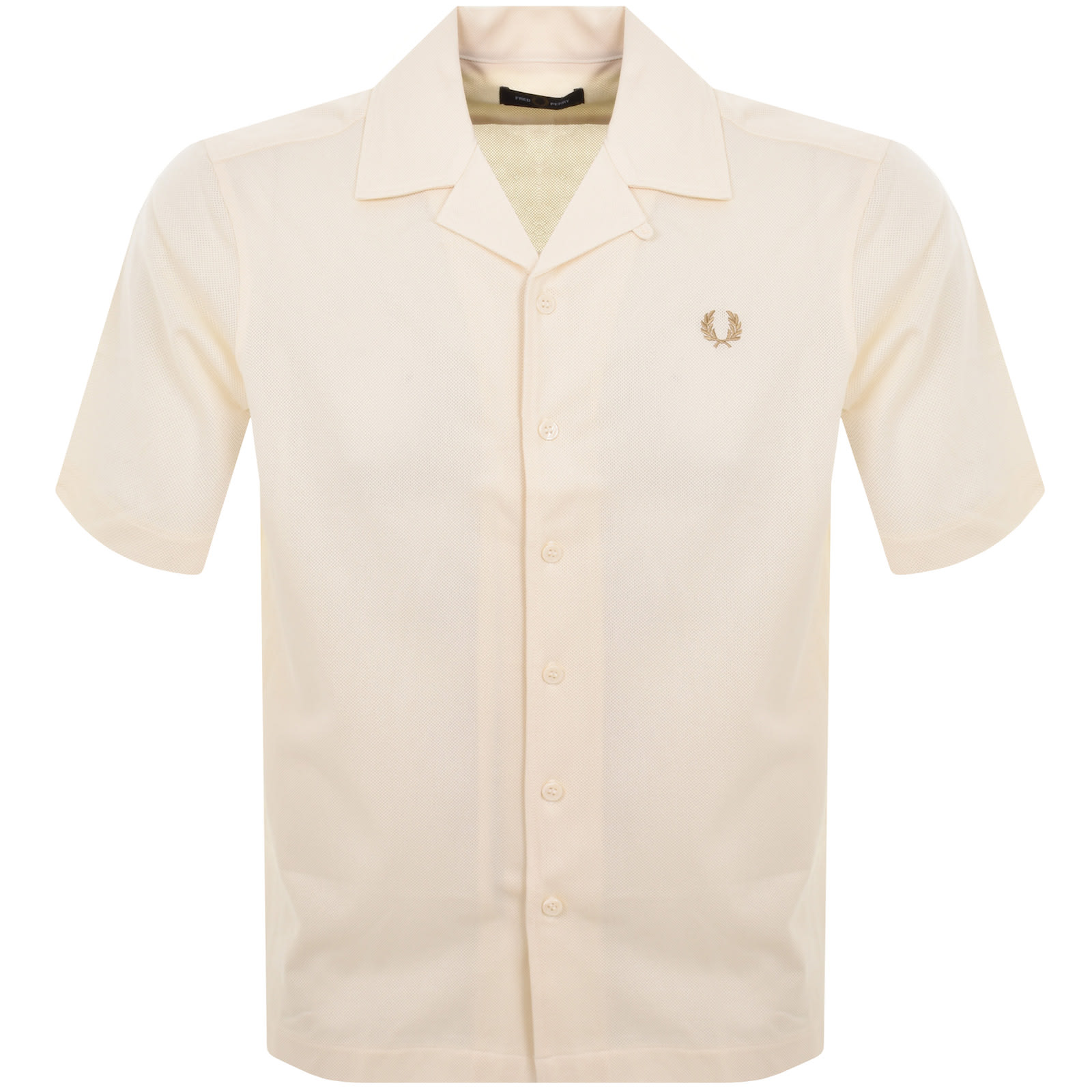 Fred Perry Woven Mesh Short Sleeve Shirt Cream | Mainline Menswear
