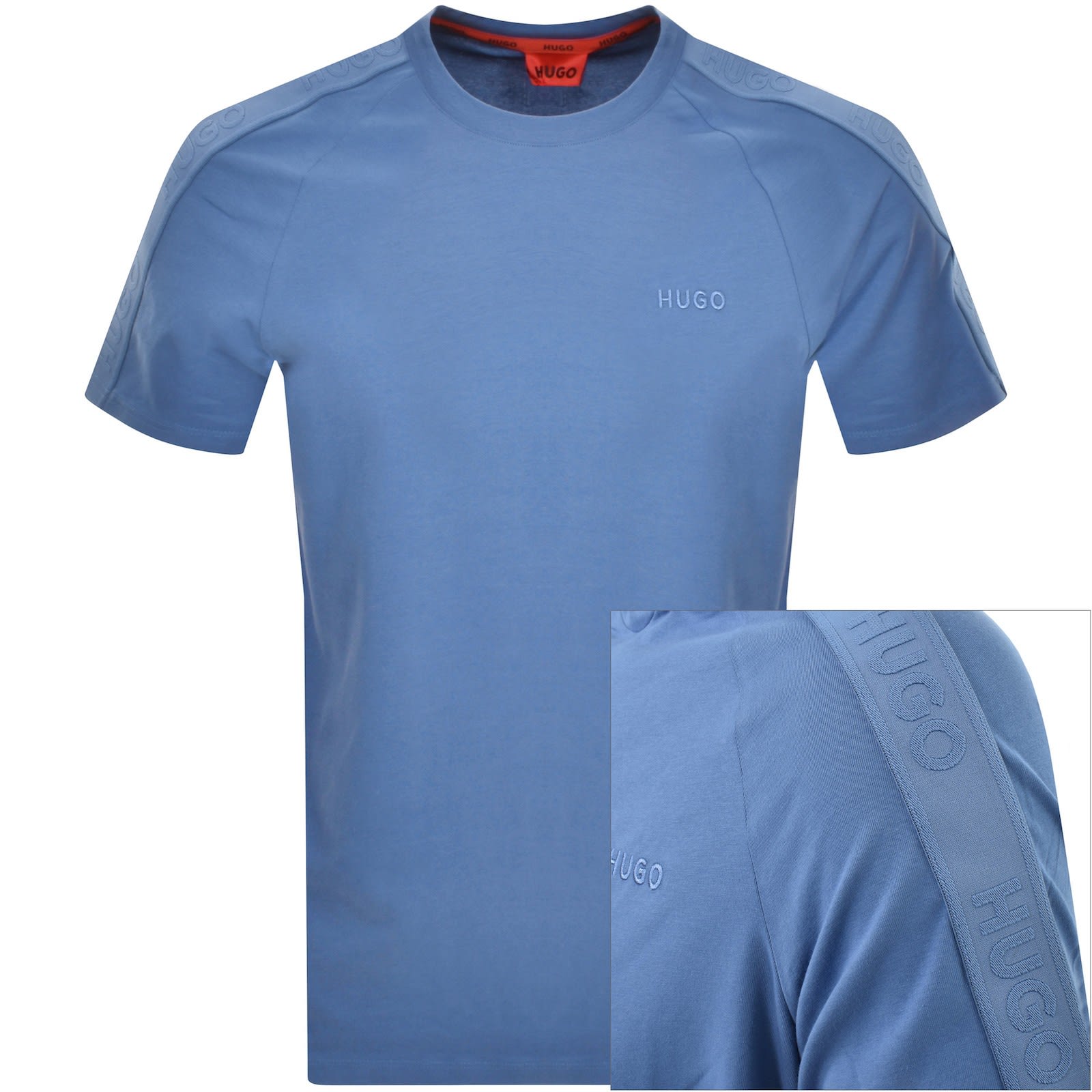HUGO Tonal Logo T Shirt Blue Mainline Menswear Canada