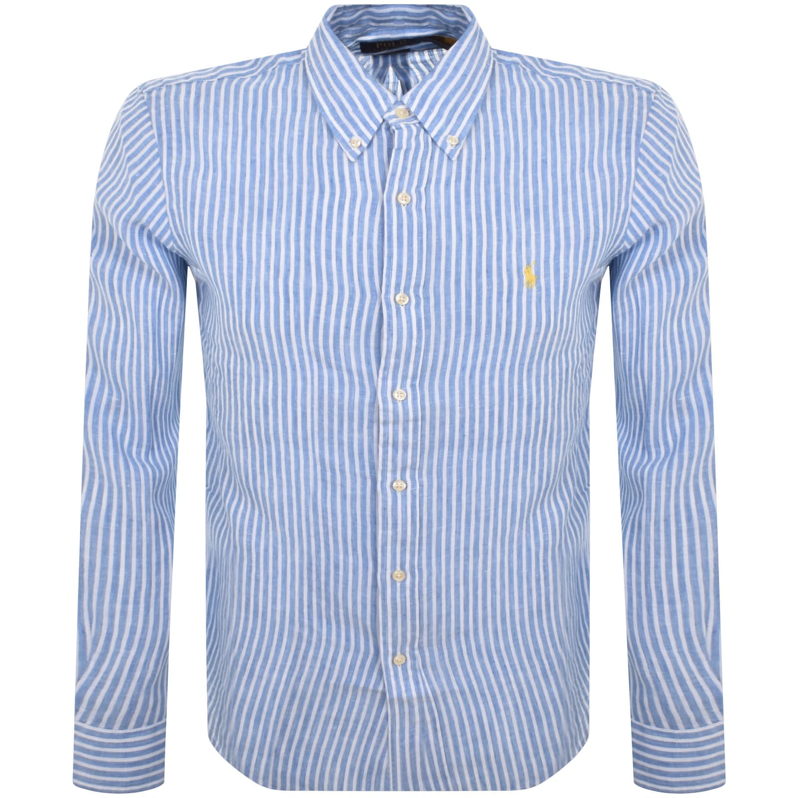 Ralph Lauren Striped Long Sleeved Shirt Blue | Mainline Menswear United  States