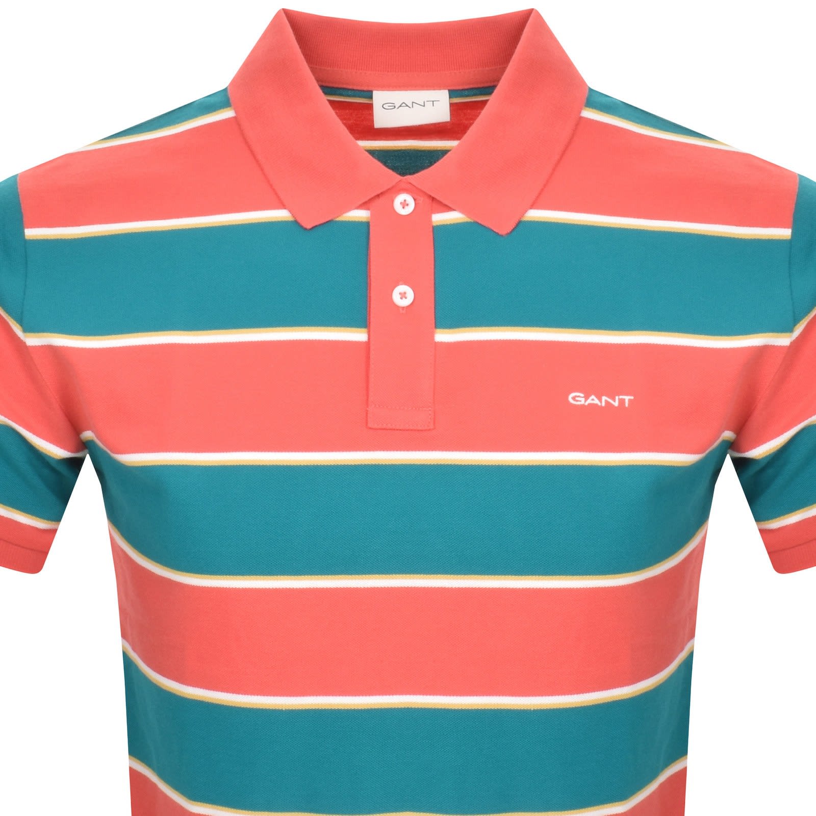 GANT Green 100 Cotton Multi Striped Pique Polo Shirt xlarge Mens