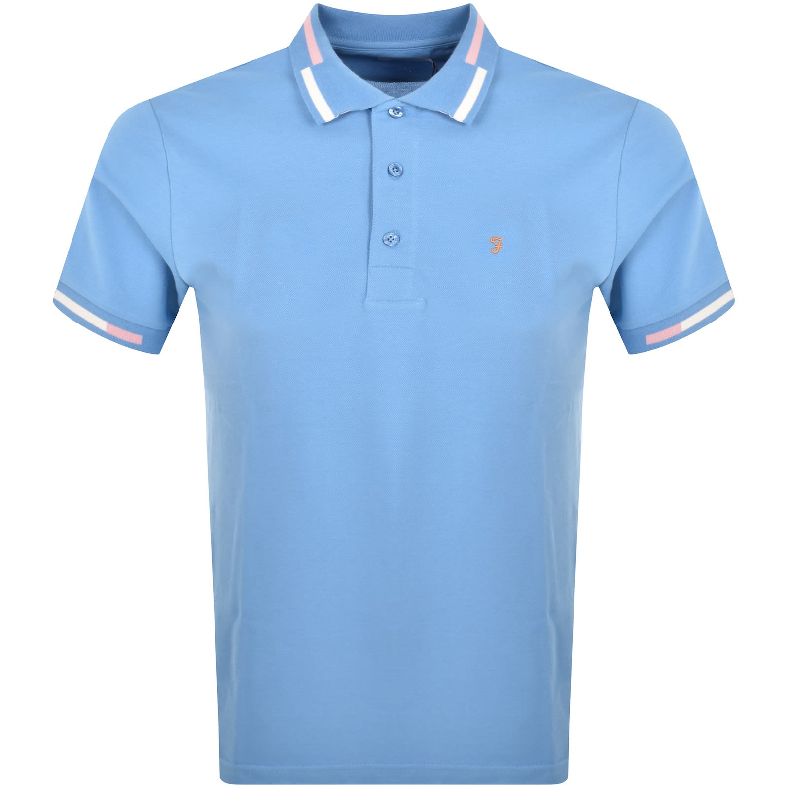 Farah Vintage Maxwell Tipping Polo T Shirt Blue Mainline Menswear Denmark