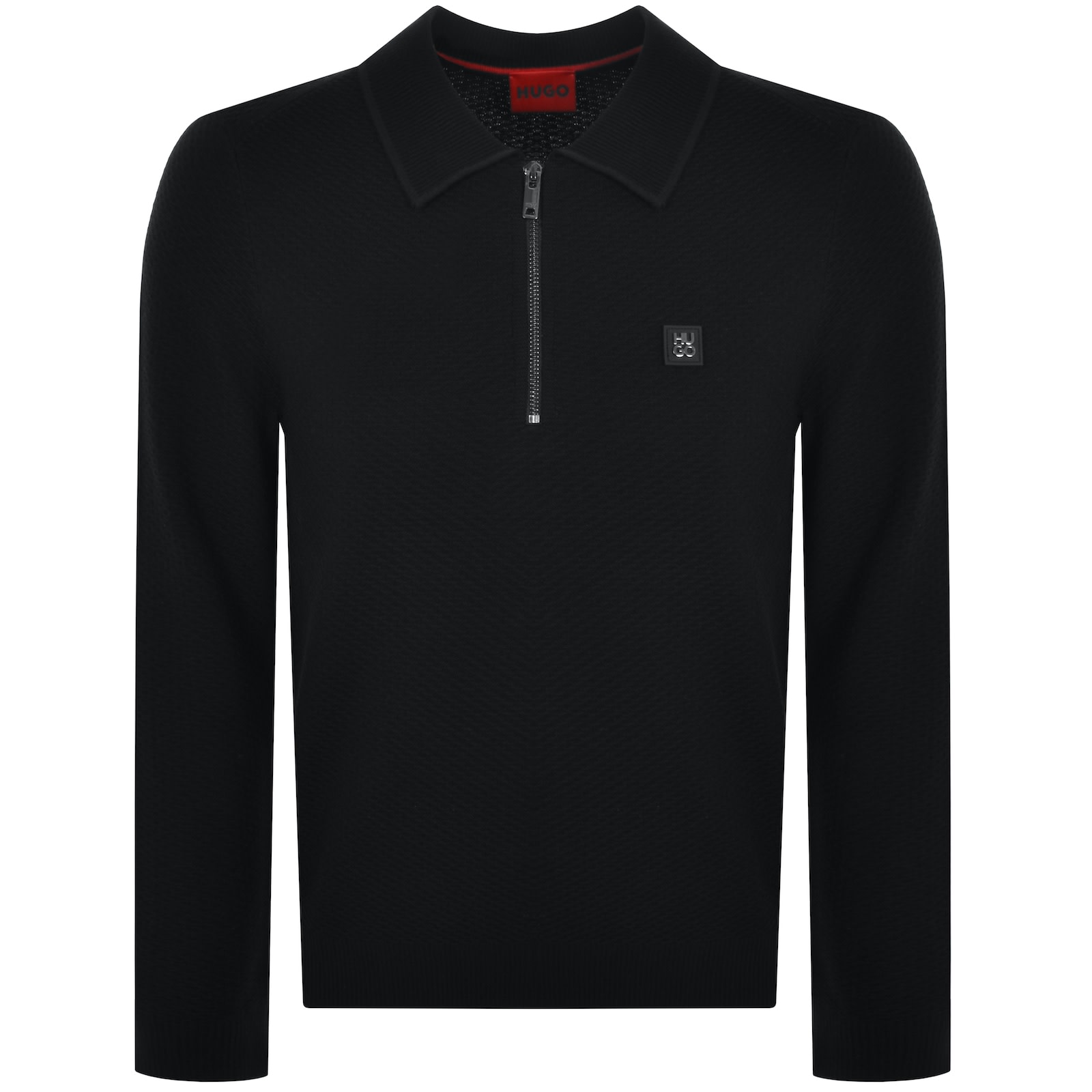 HUGO Sastoon Long Sleeve Knit Polo Black