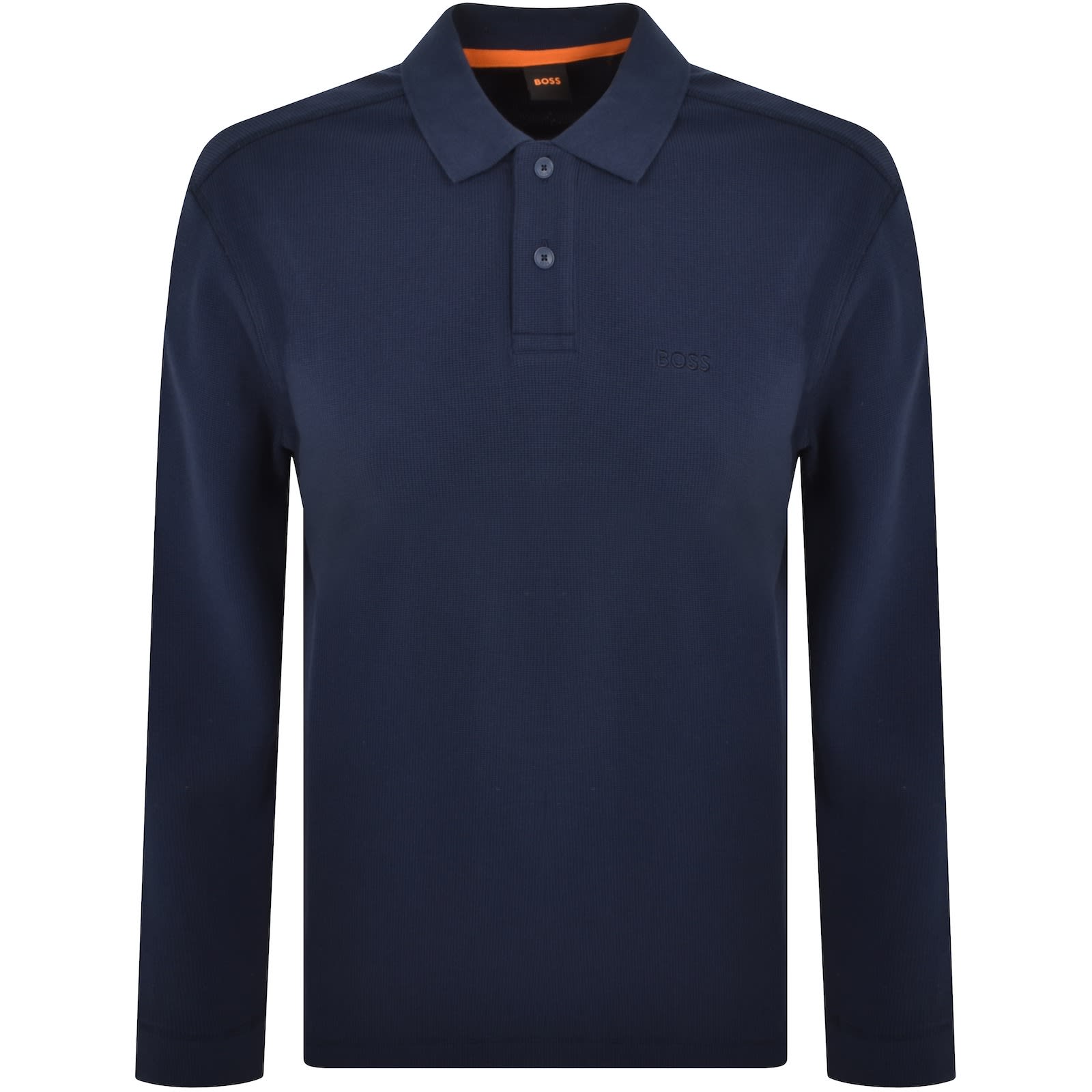 BOSS Long Sleeved Polo T Shirt Navy Mainline Menswear