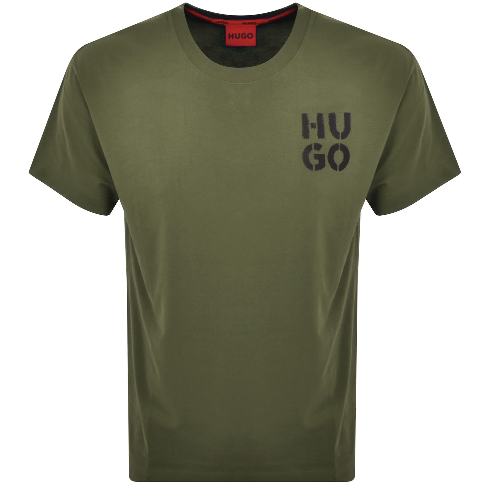 HUGO Spray Logo T Shirt GreenHUGO Spray Logo T Shirt Green Male Small