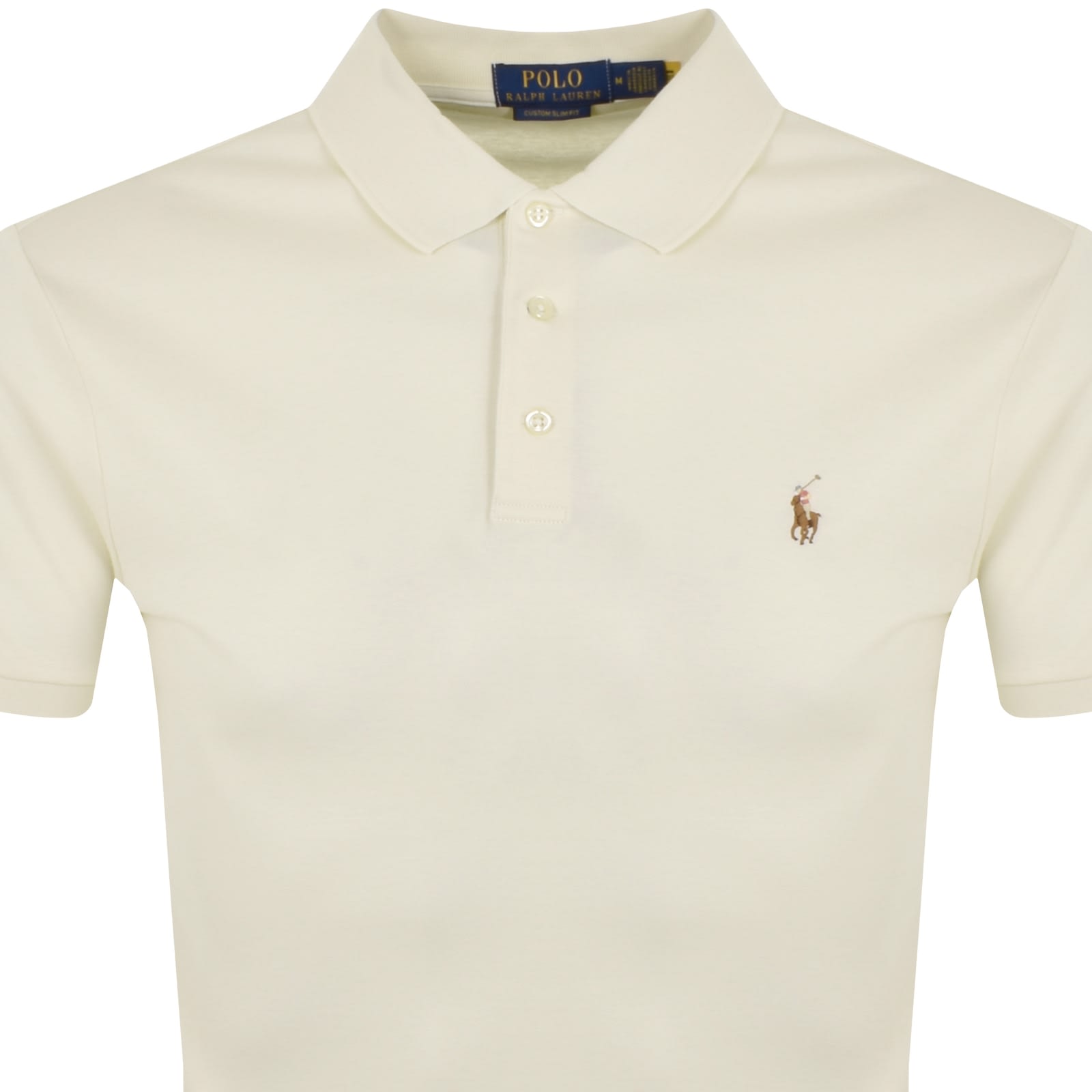 Ralph Lauren Custom Slim Fit Polo T Shirt Cream