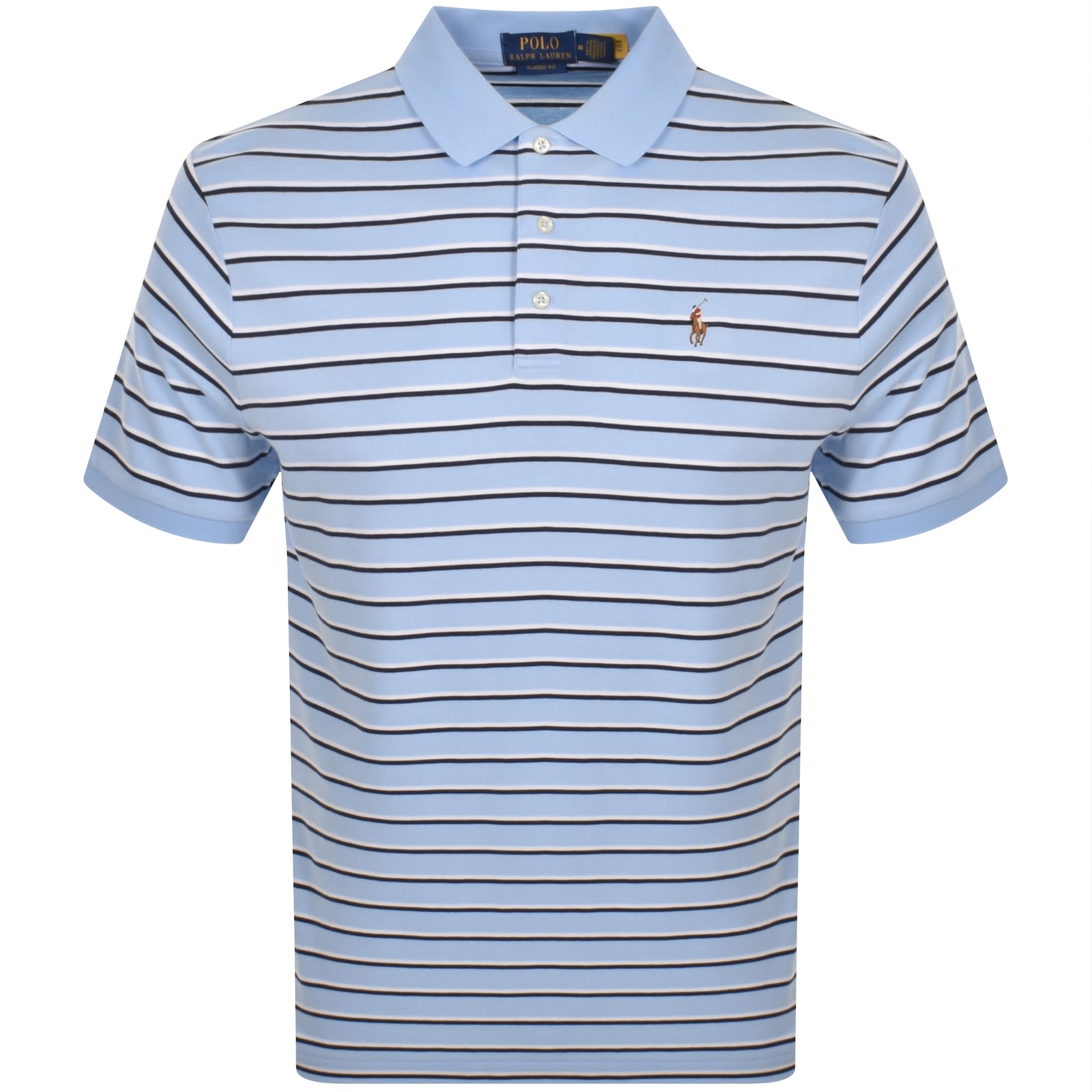 Ralph Lauren Striped Polo T Shirt Blue | Mainline Menswear United States