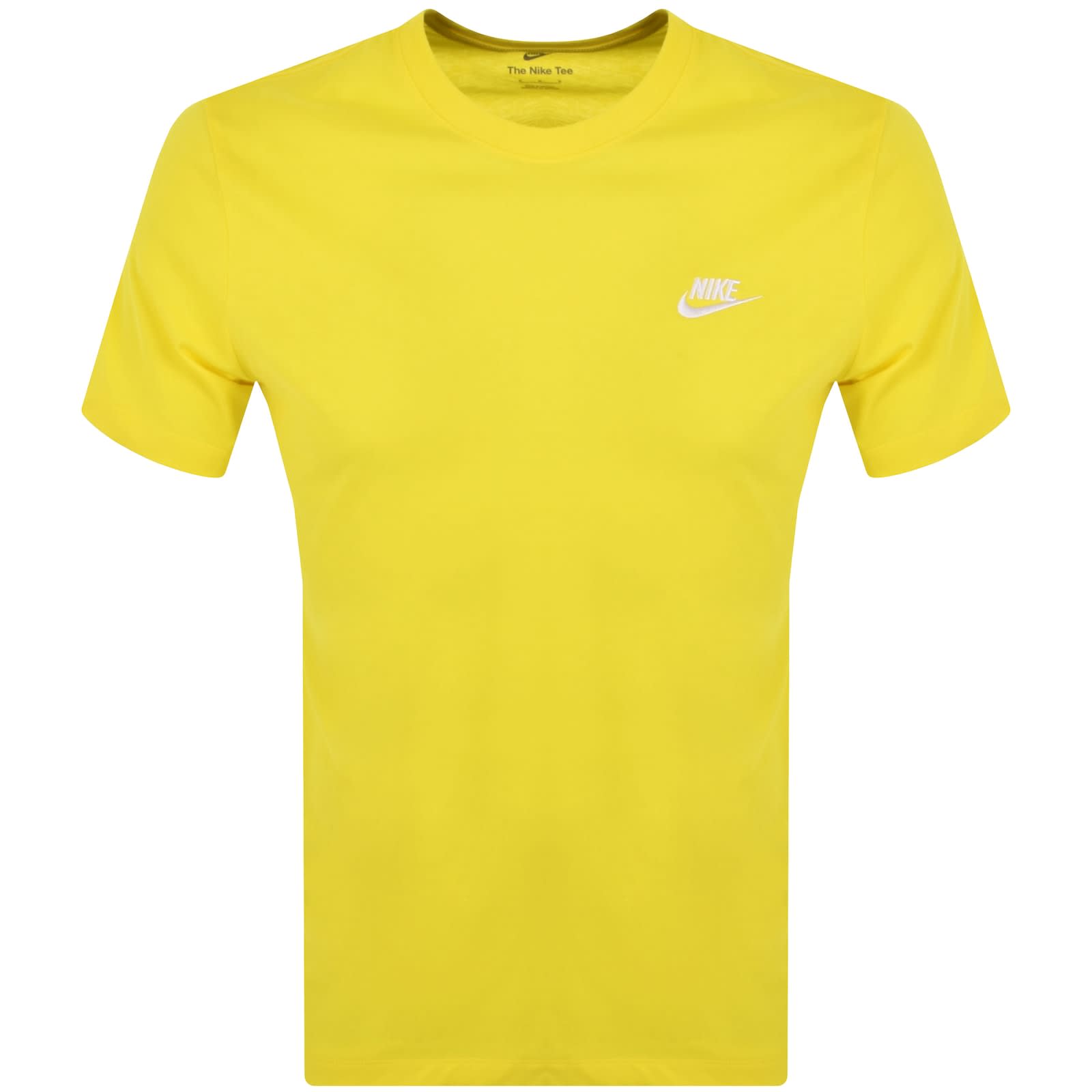 Nike Crew Neck Club T Shirt Yellow Mainline Menswear