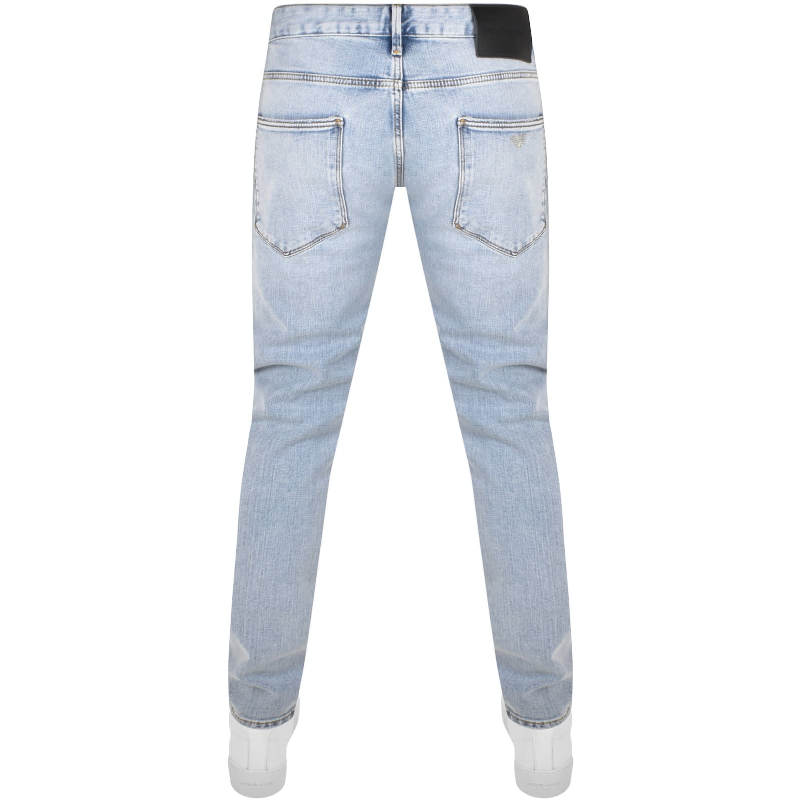 Emporio Armani J06 Slim fit stone washed stretch denim jeans with rips Man Blue Size 32 32