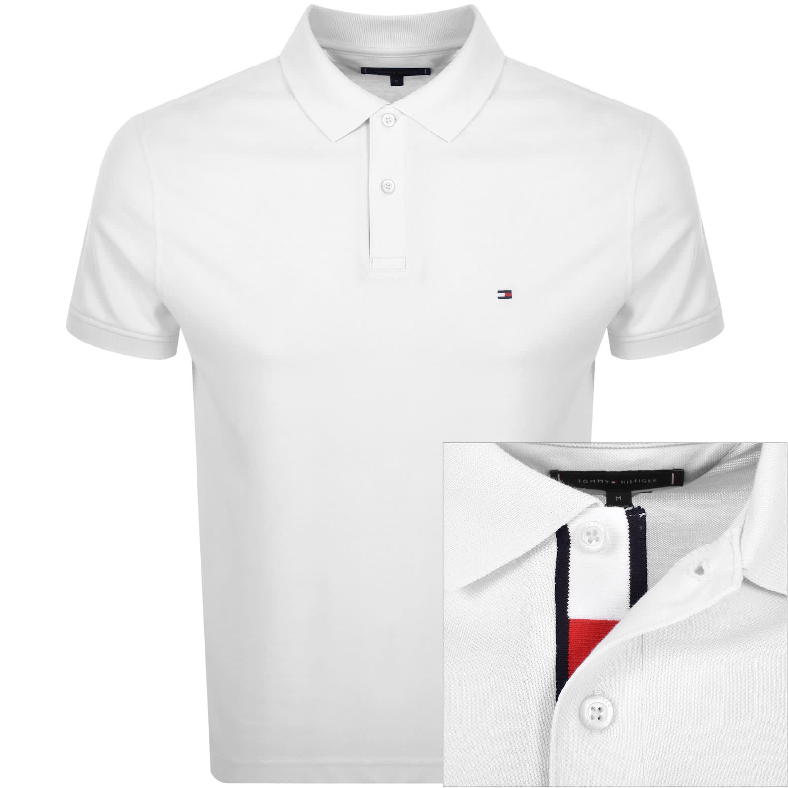 Tommy Hilfiger Flag Placket Polo T Shirt White Mainline Menswear United States