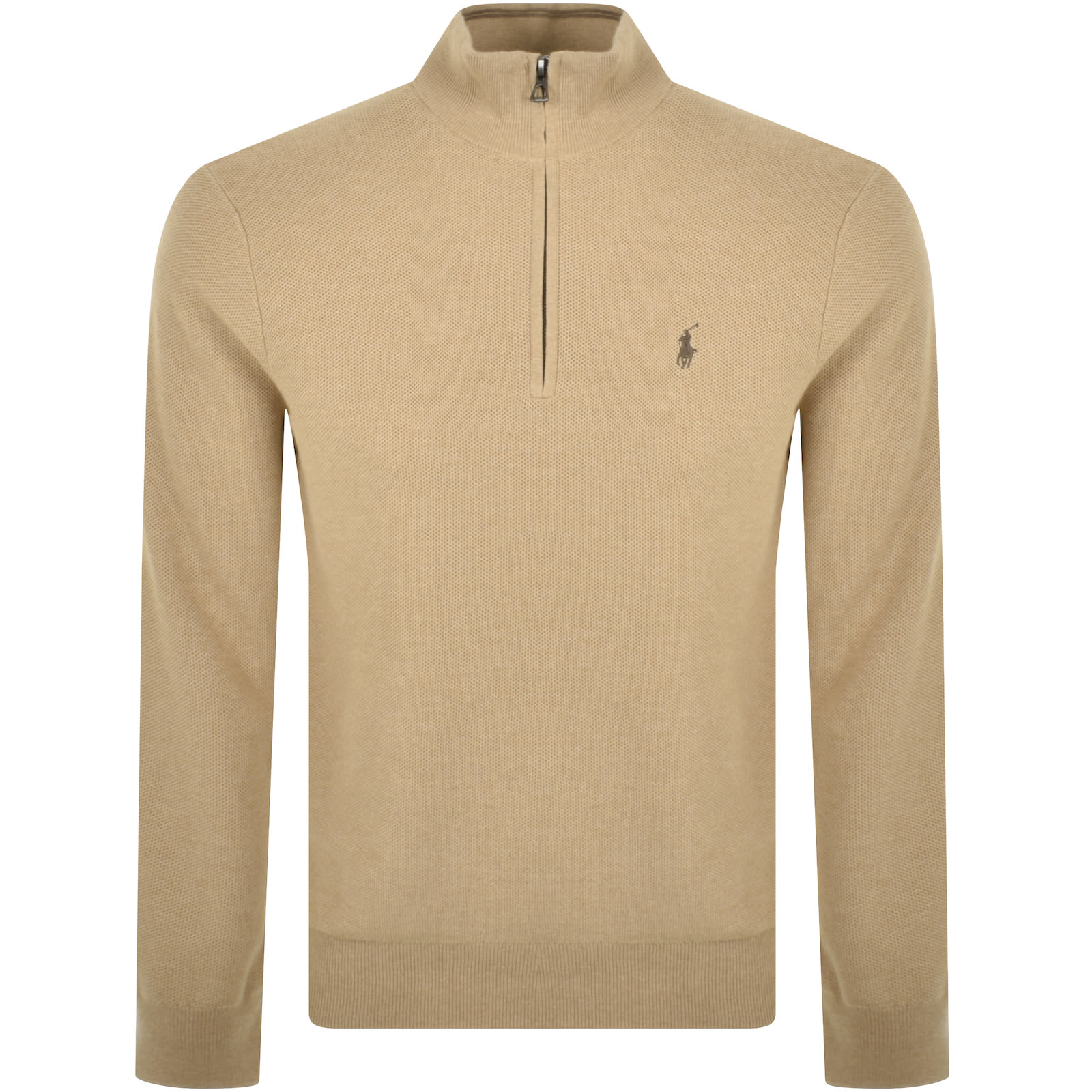 Ralph Lauren Half Zip Knit Jumper Brown | Mainline Menswear United States
