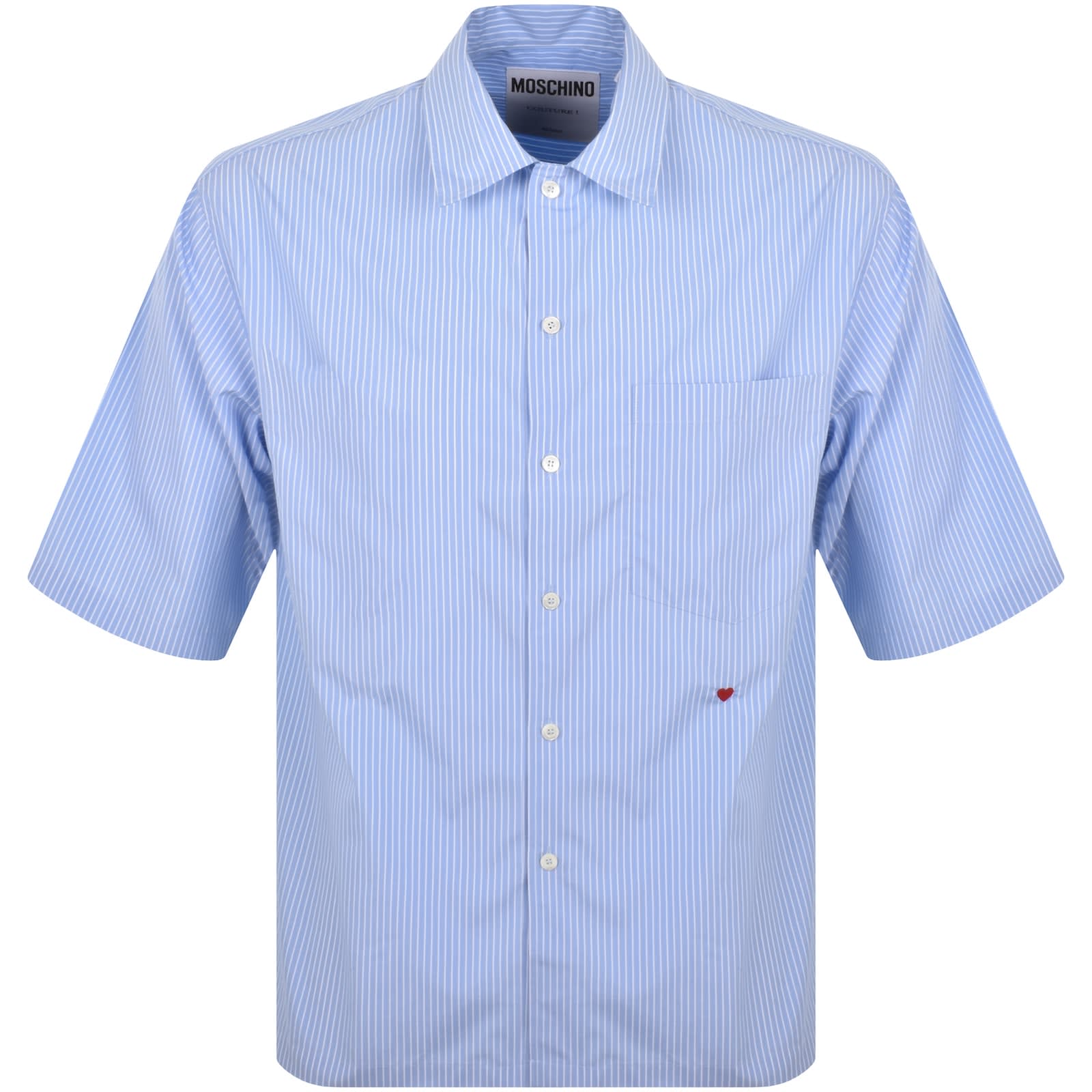 Blue and white striped shirt mens short sleeve on sale