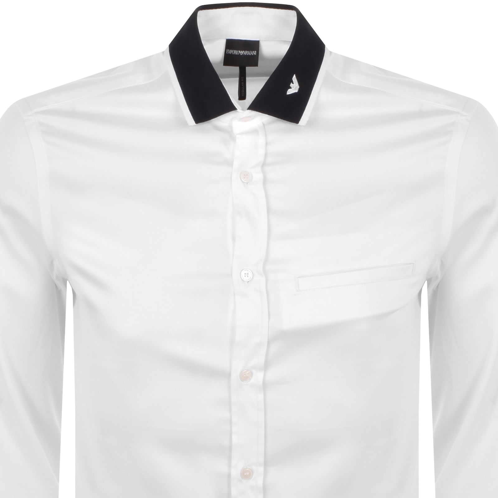 Emporio Armani Satin shirt with contrasting ribbed collar Man White Size L