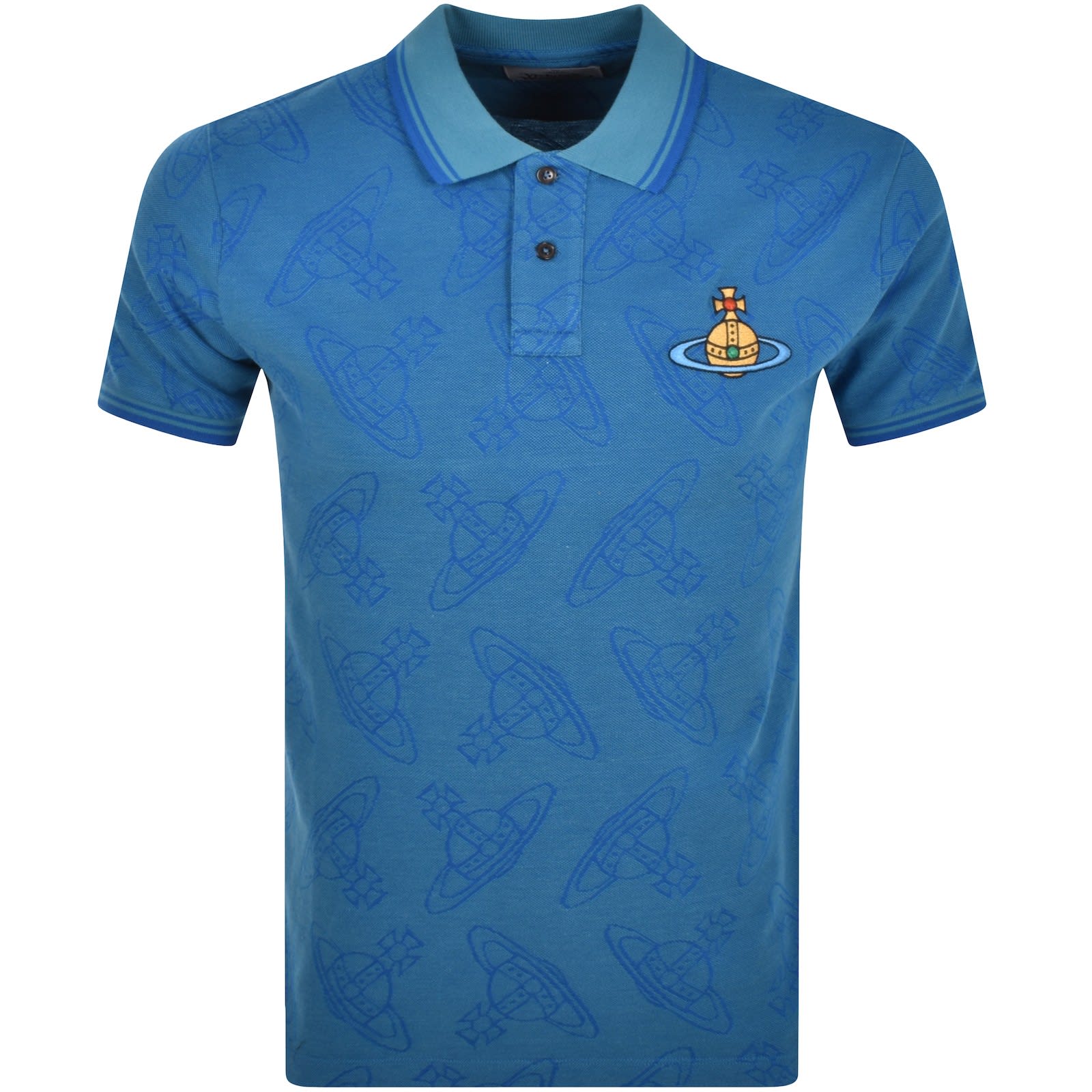 Vivienne Westwood Logo Polo T Shirt Blue | Mainline Menswear