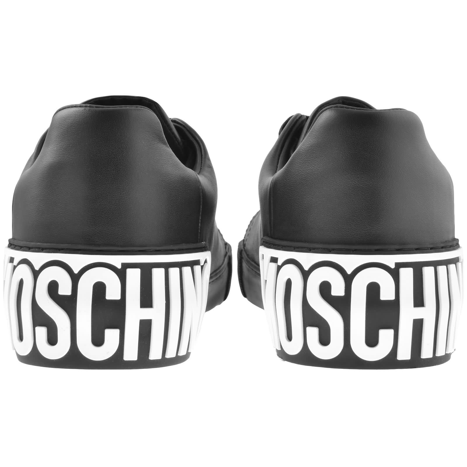 Moschino Black Maxi Logo Calfskin Sneakers