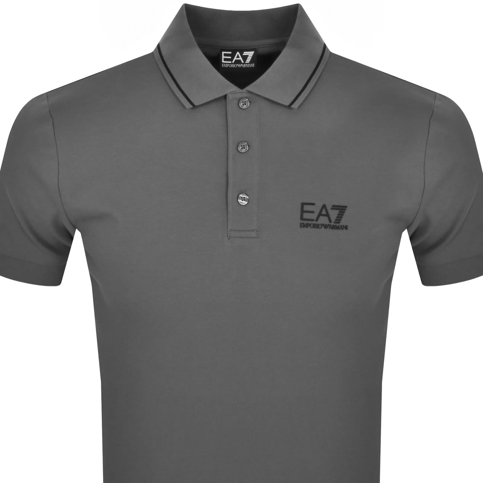 EA7 Emporio Armani Tipped Polo T Shirt Grey