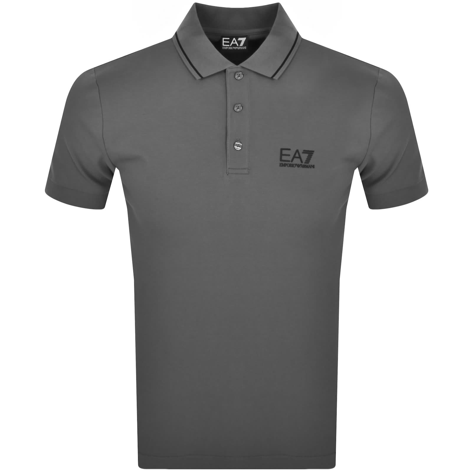 EA7 Emporio Armani Tipped Polo T Shirt Grey | Mainline Menswear United ...