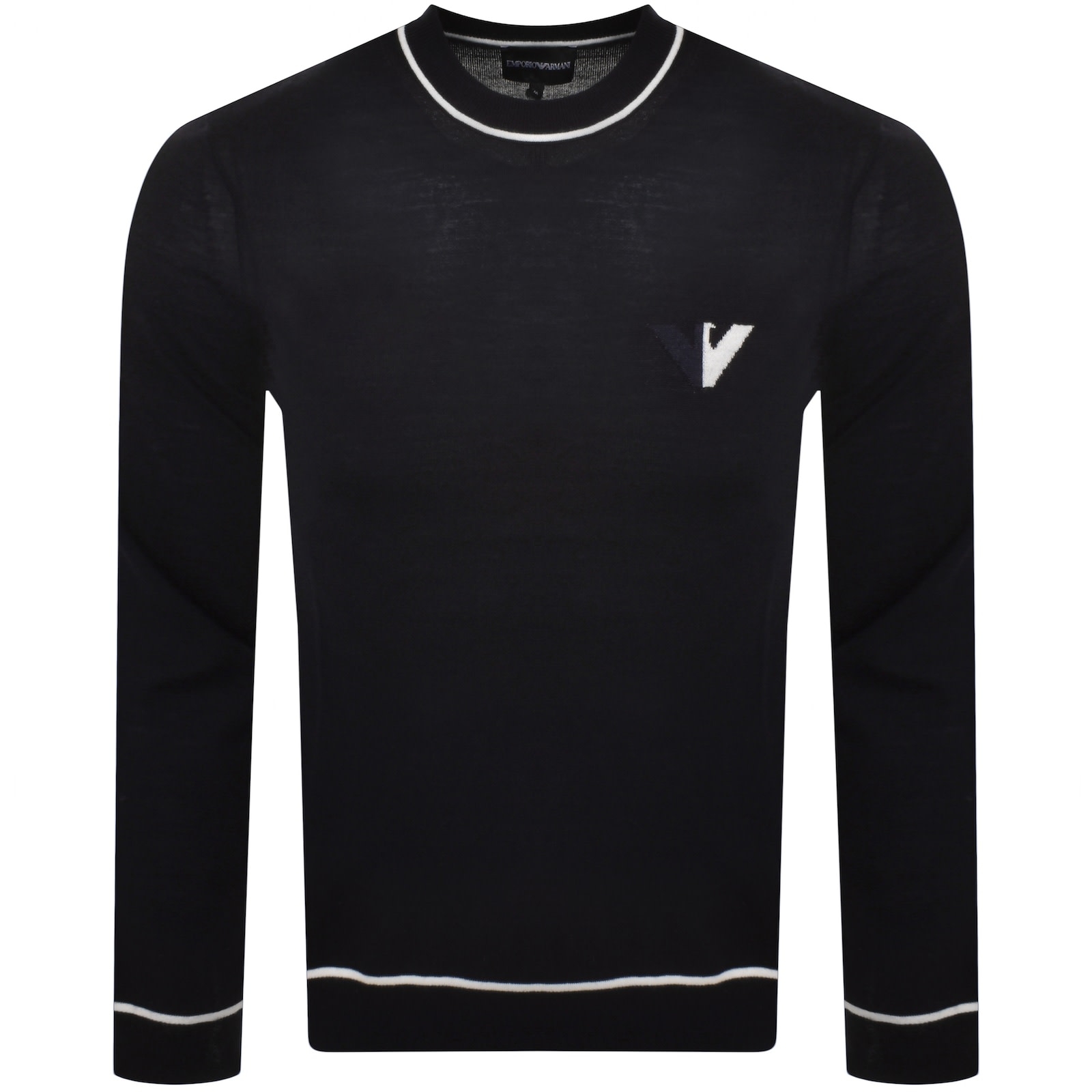 Emporio Armani Tipped Wool Jumper Navy