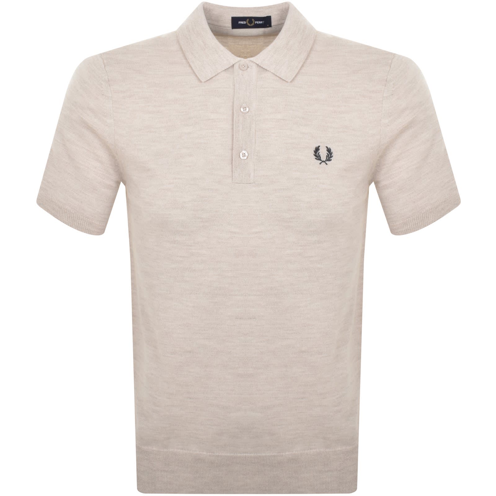 Fred Perry Knitted Polo T Shirt Beige | Mainline Menswear