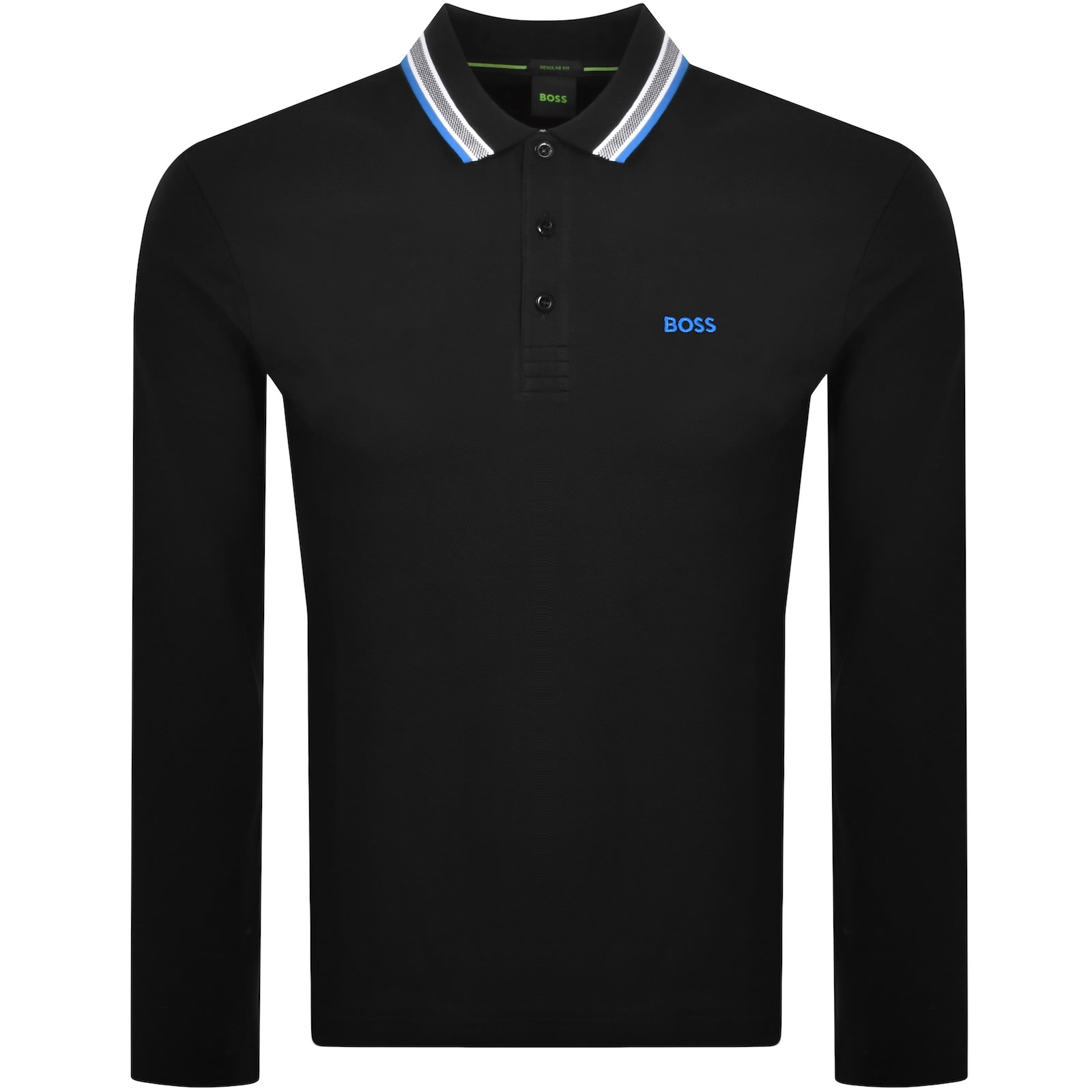 BOSS Plisy Long Sleeve Polo T Shirt Black