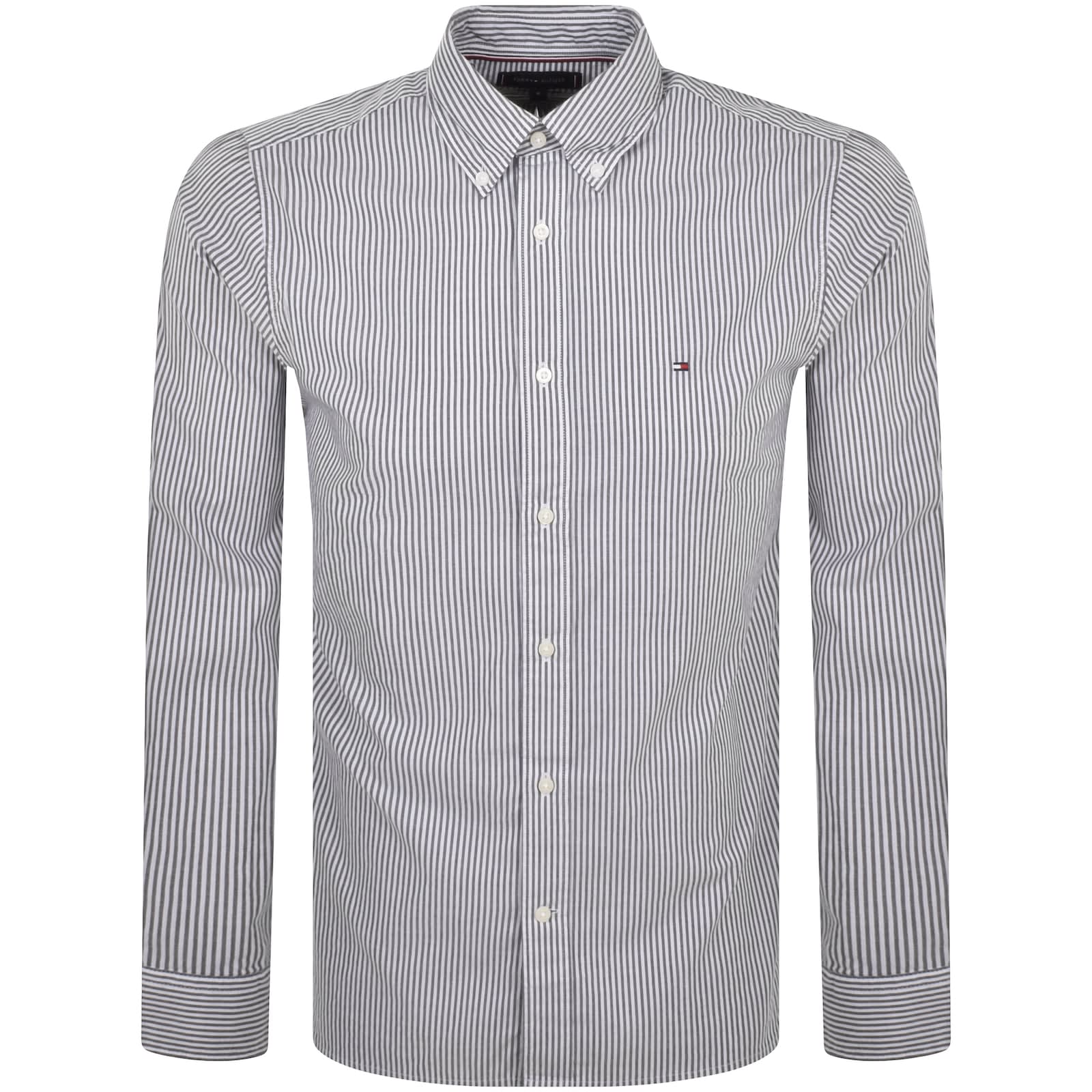 Tommy Hilfiger Flex Stripe Long Sleeve Shirt Navy Mainline Menswear Denmark