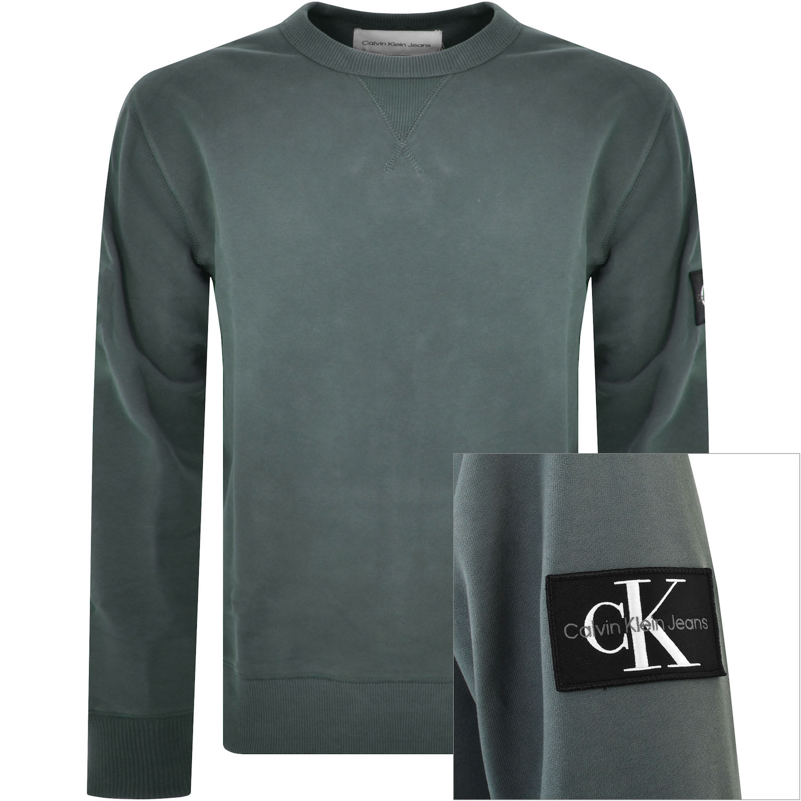 Calvin Klein Jeans Logo Crew Neck Sweatshirt Grey Mainline Menswear Canada