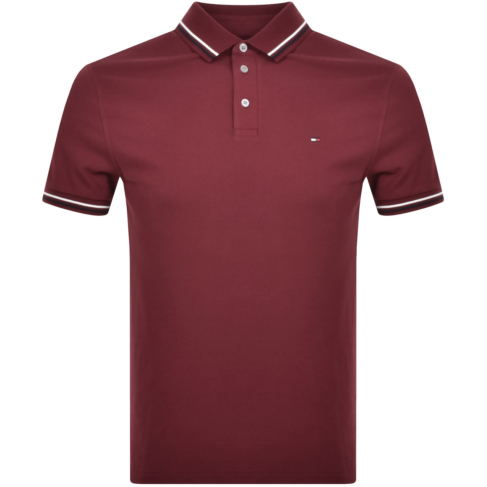 Tommy Hilfiger Tipped Polo T Shirt Burgundy