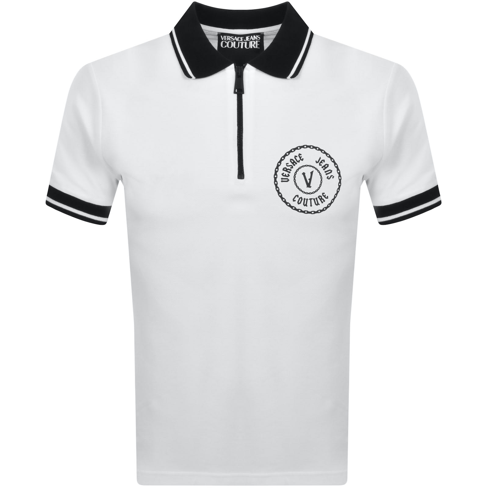 Versace Jeans Couture Zip Polo T Shirt White - male - XXX Large