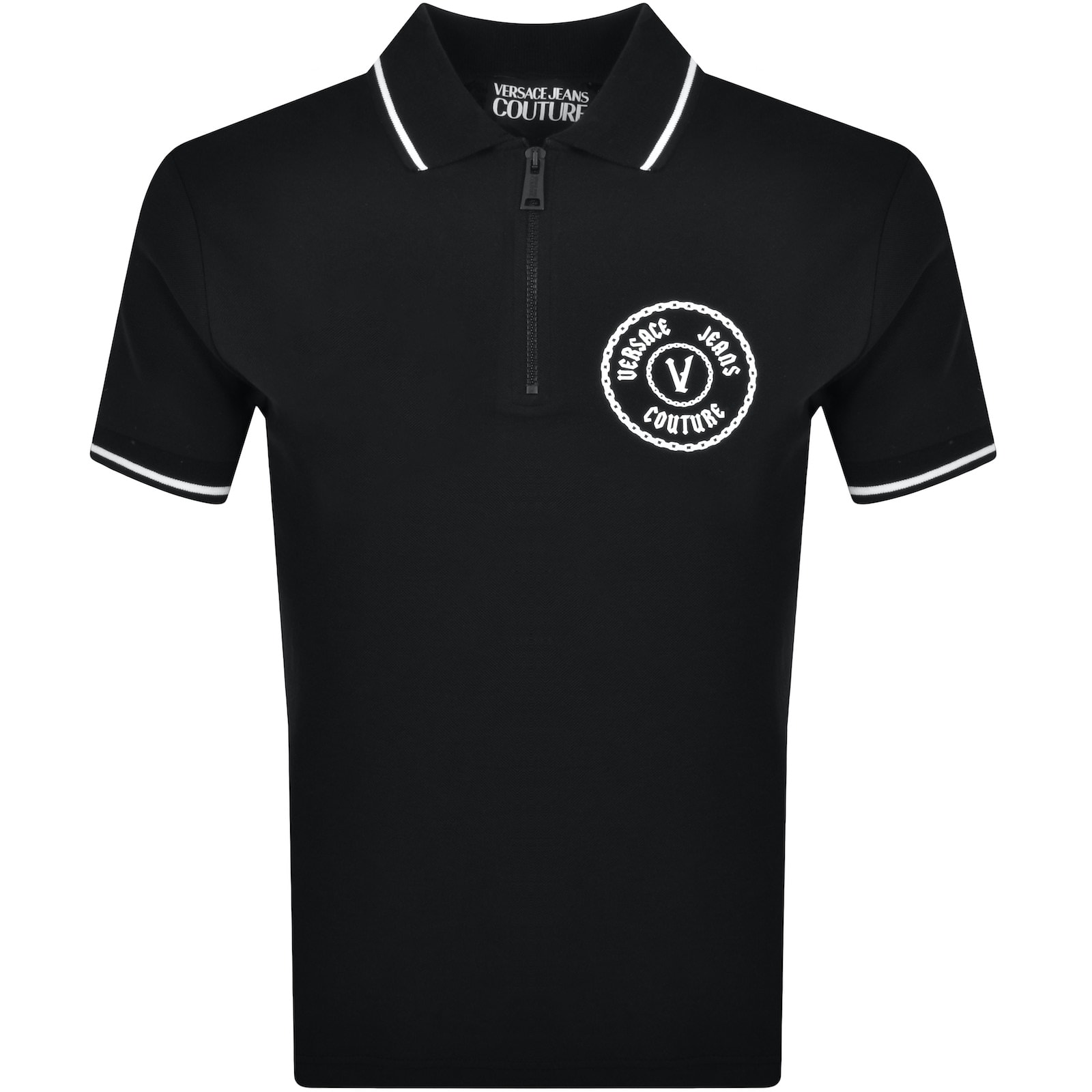 Versace Jeans Couture Zip Polo T Shirt Black - male - Large