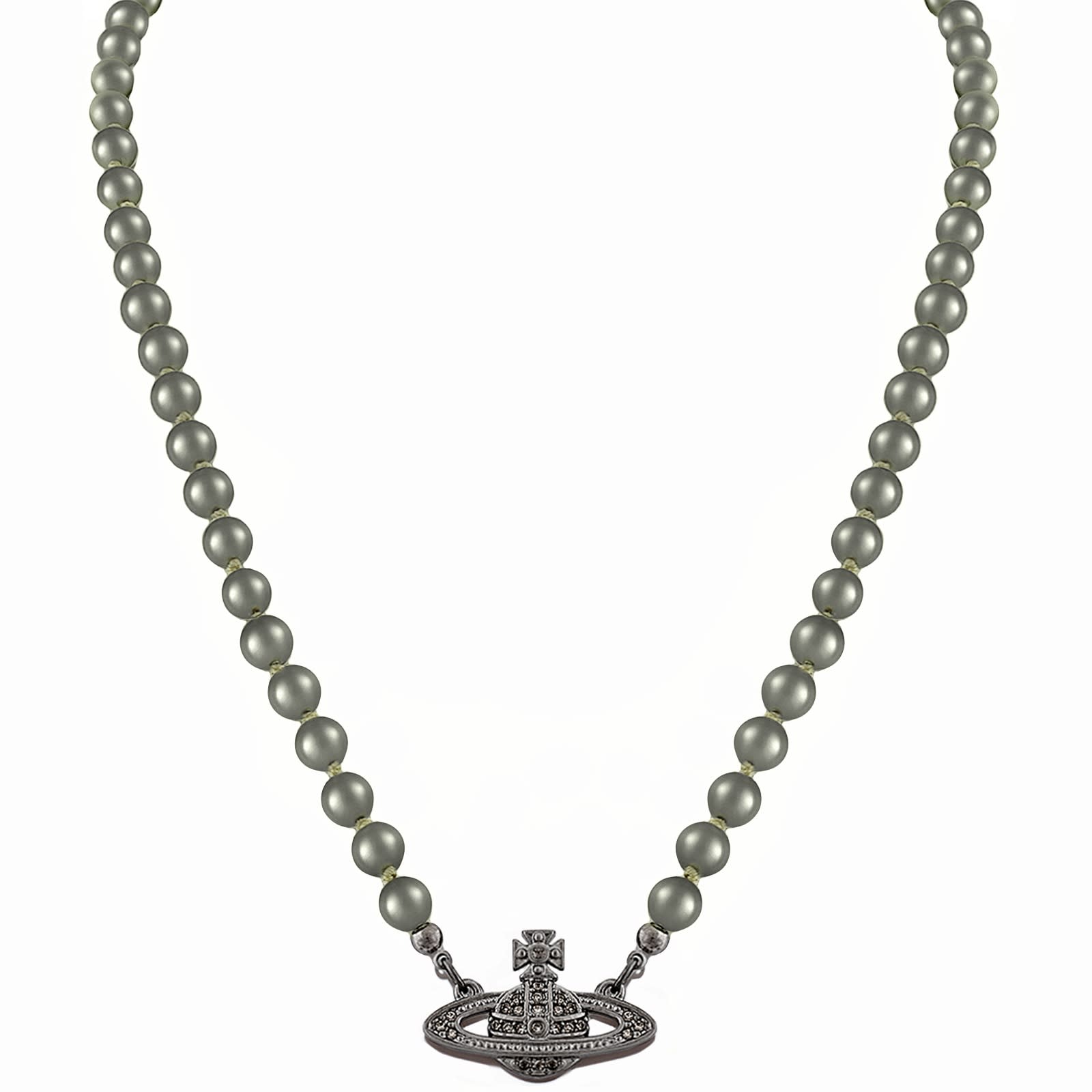 Vivienne Westwood Relief Pearl Necklace Silver Mainline Menswear