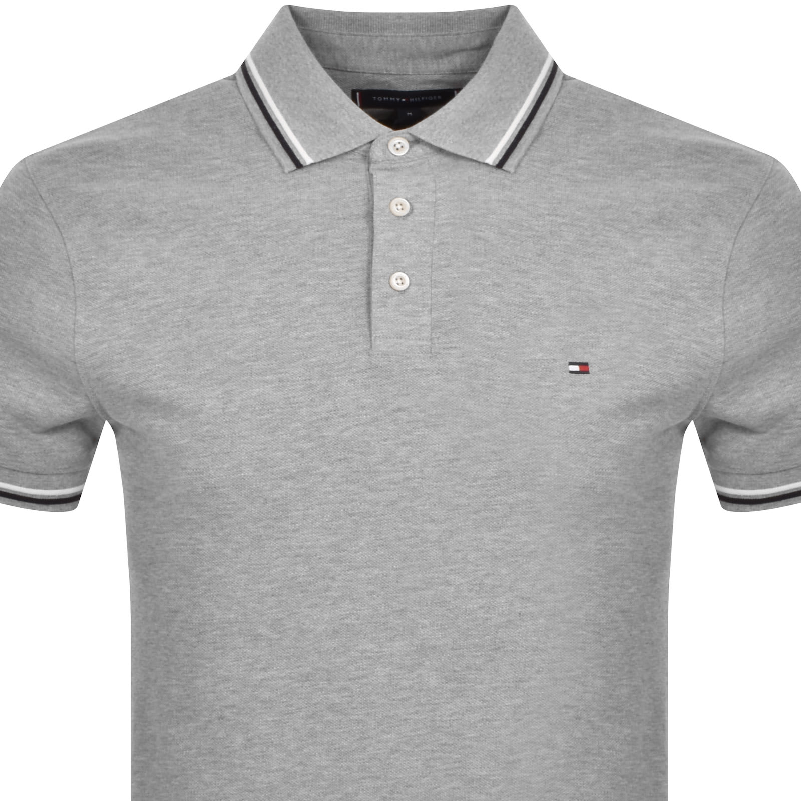 Tommy Hilfiger Tipped Slim Fit Polo T Shirt Grey Mainline Menswear Denmark