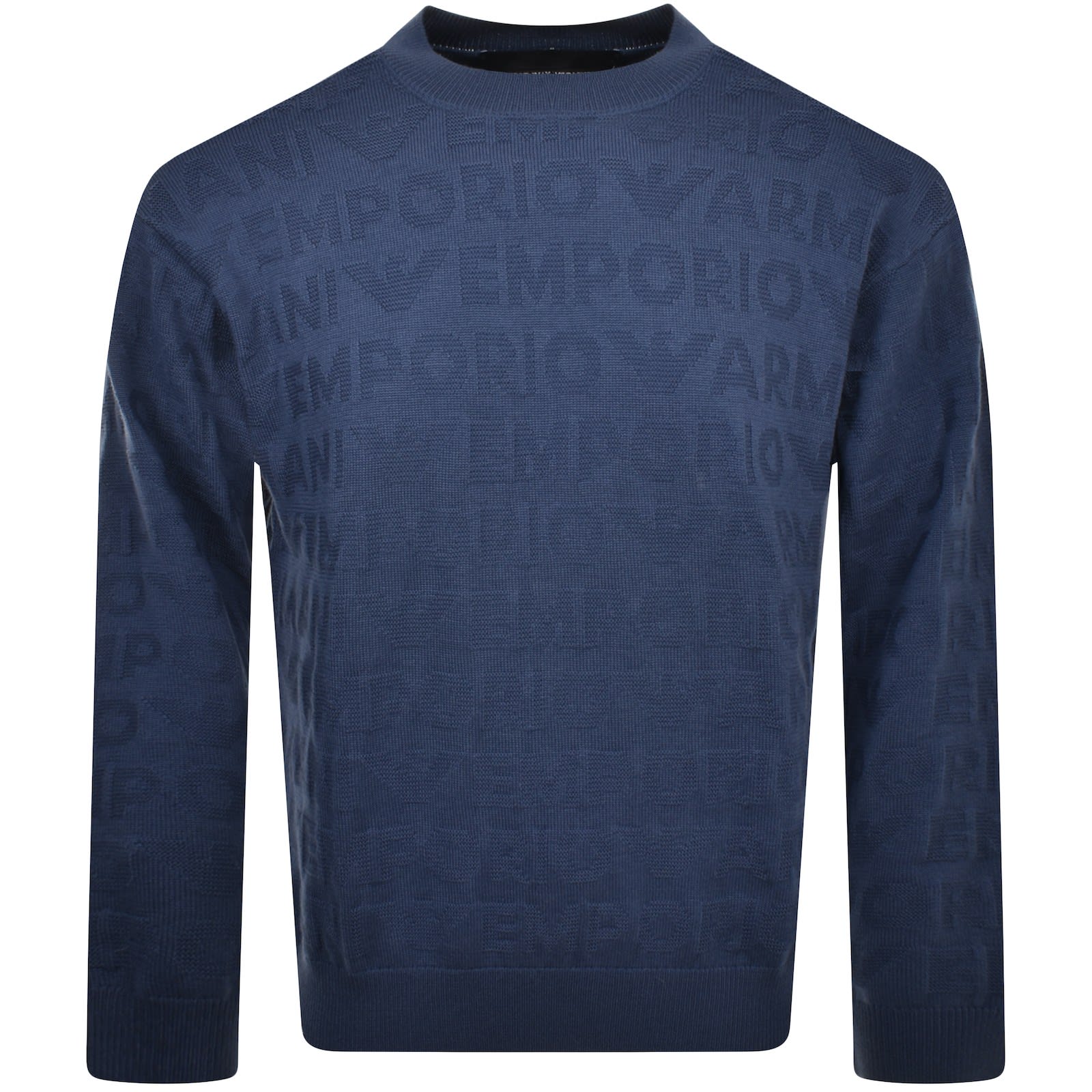 Emporio Armani Logo Wool Jumper Blue Mainline Menswear Australia
