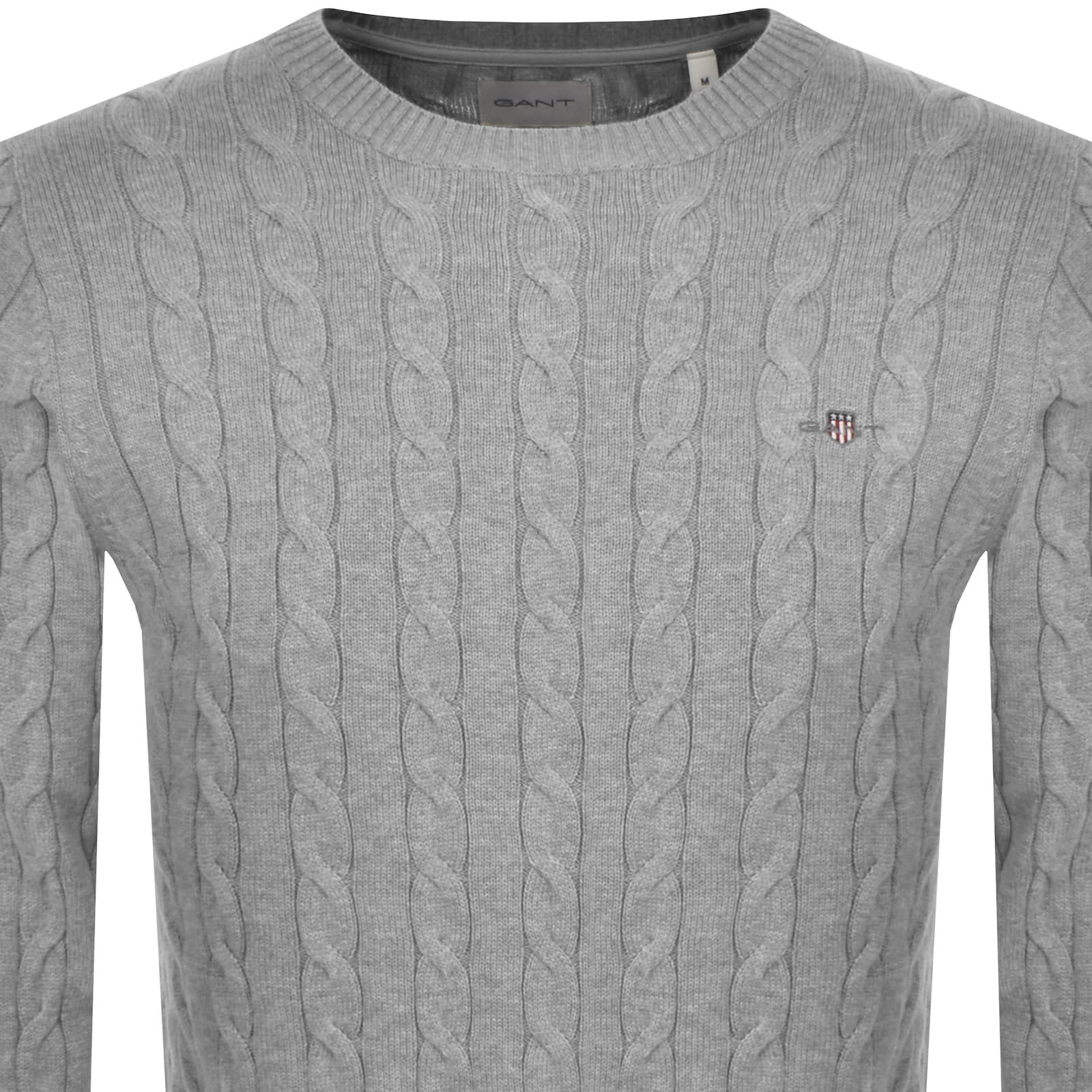 Gant Classic Cotton Cable Knit Jumper Grey